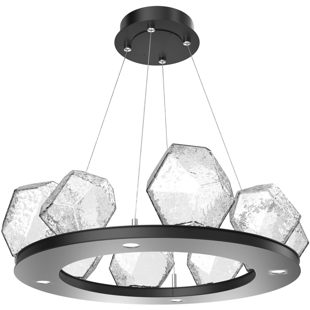 Gem LED 27.4 inch Matte Black Chandelier Ceiling Light in 3000K LED, Clear, Ring