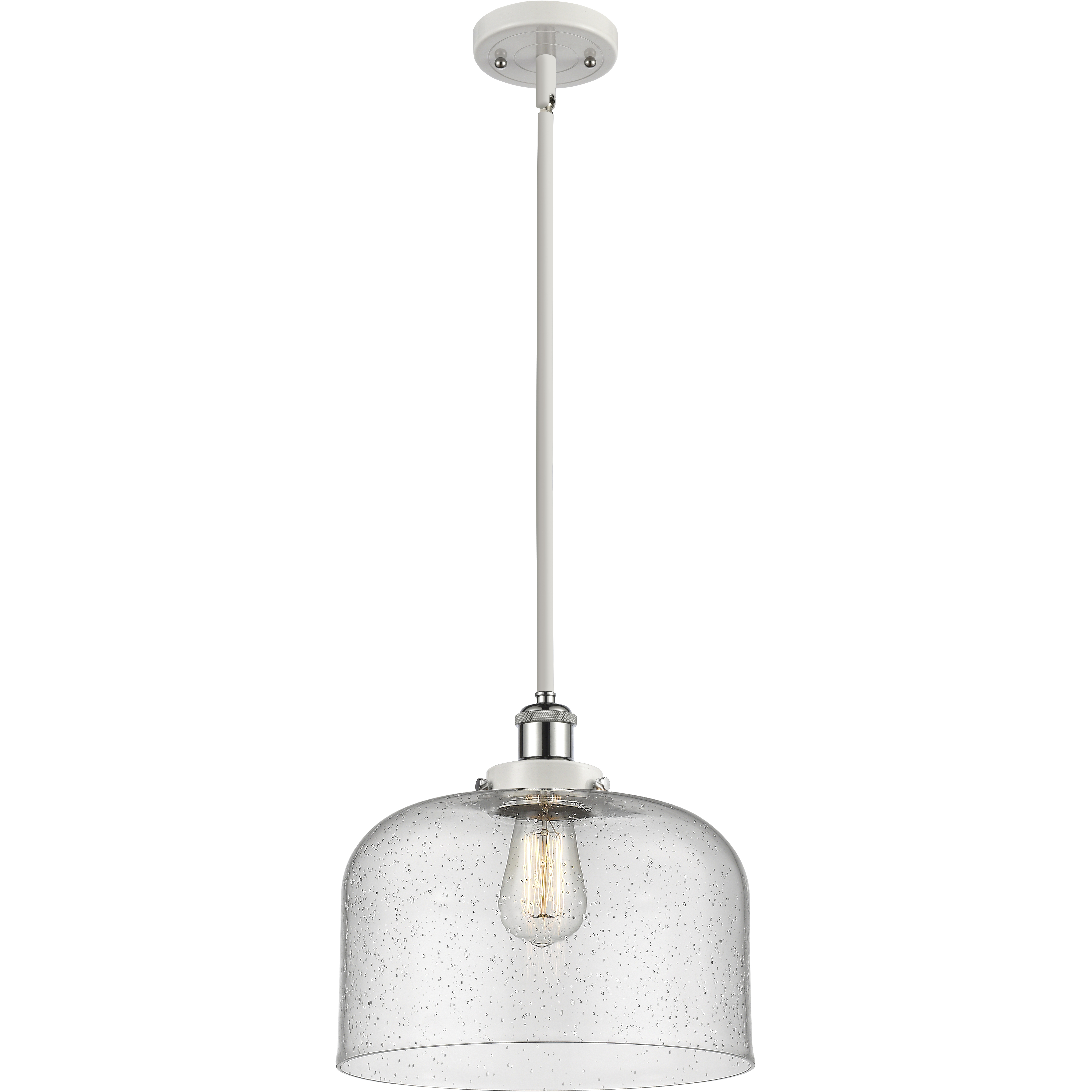 Ballston X-Large Bell 1 Light 8 inch White and Polished Chrome Pendant Ceiling Light in Seedy Glass