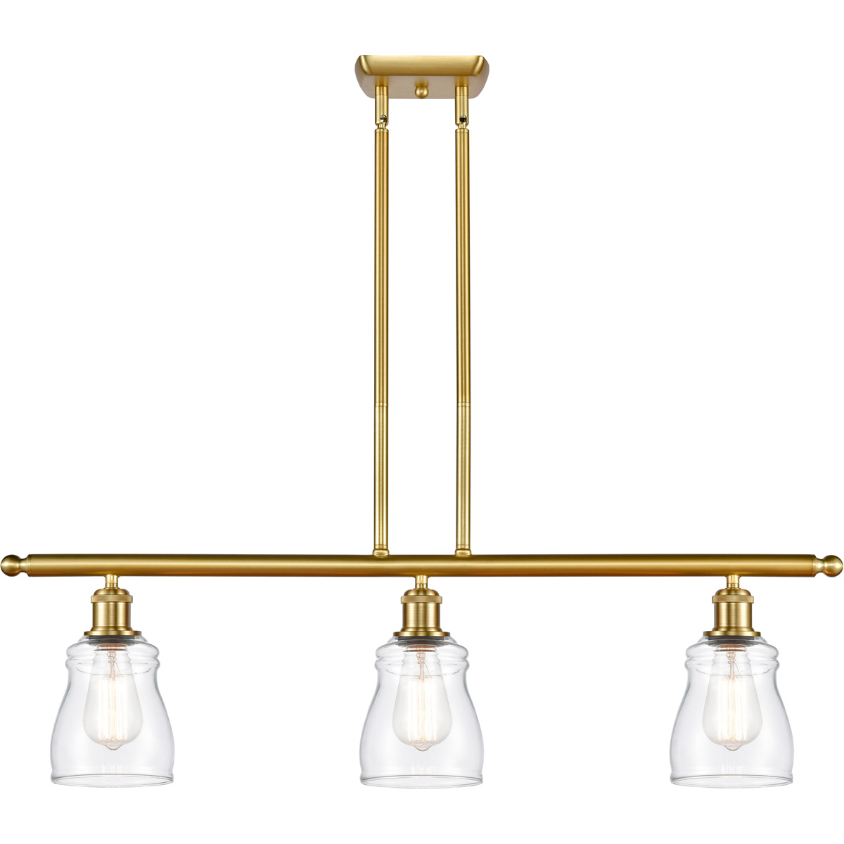 Ballston Ellery LED 36 inch Satin Gold Island Light Ceiling Light in Clear Glass, Ballston