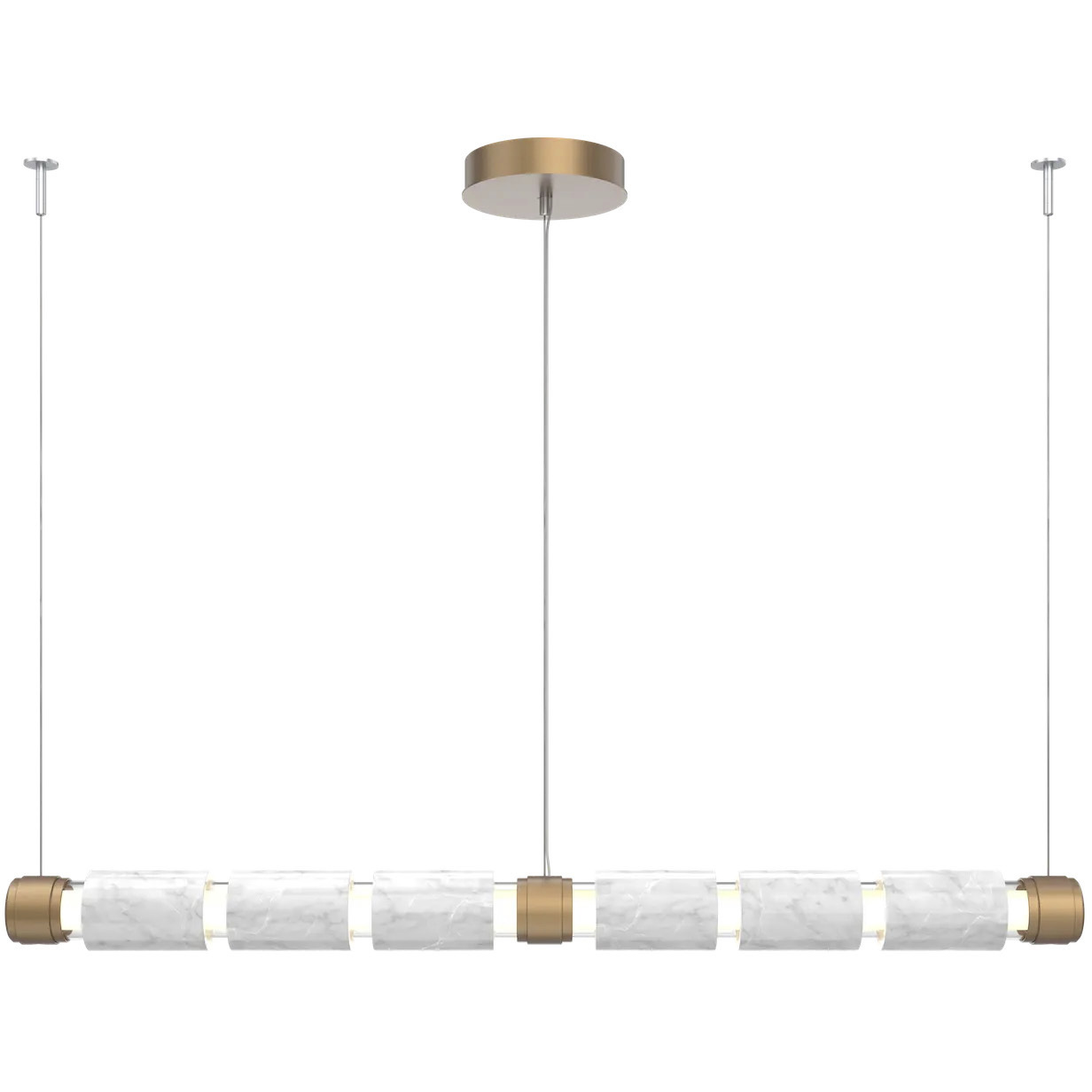 Corinth Mandrel LED Beige Silver with Black Marble Linear Pendant Ceiling Light in 3000K LED
