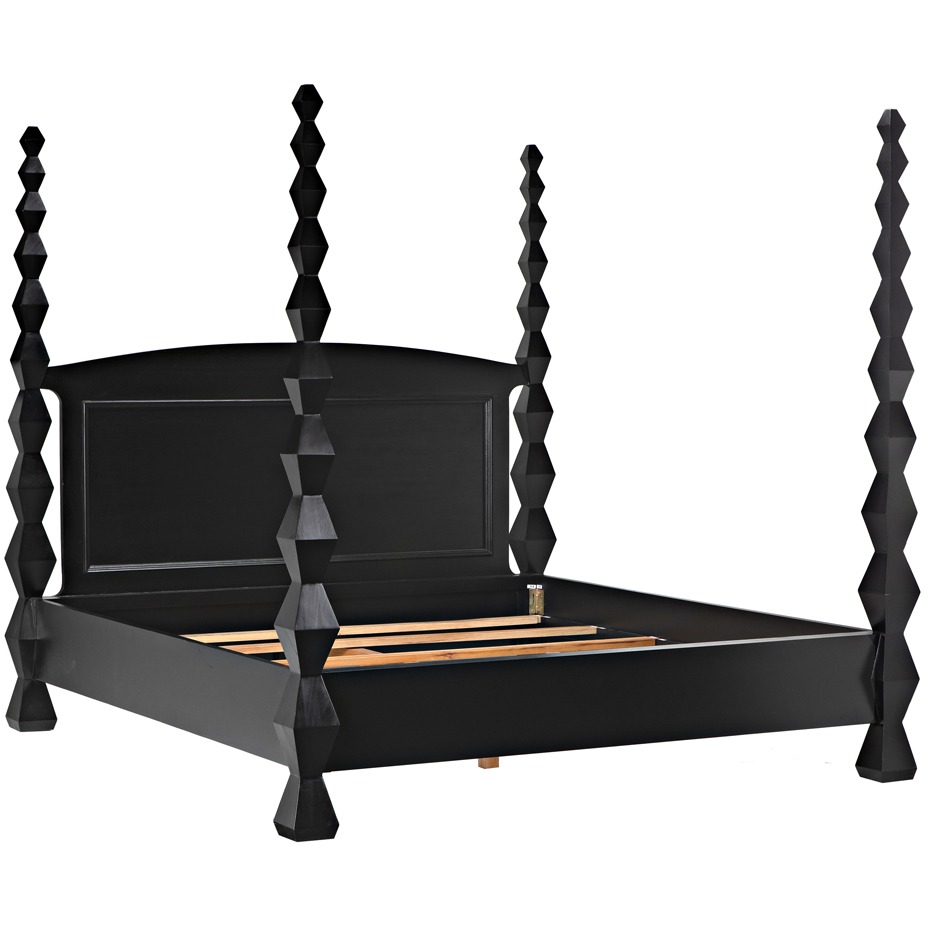Brancusi Hand Rubbed Black Bed, Eastern King