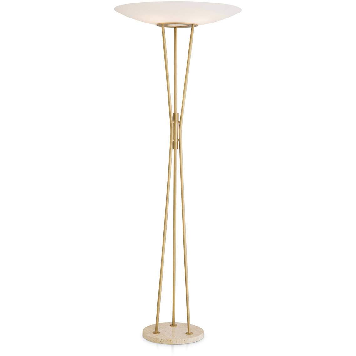 Collina 72.83 inch 40 watt Antique Brass and White Glass and Travertine Base Floor Lamp Portable Light