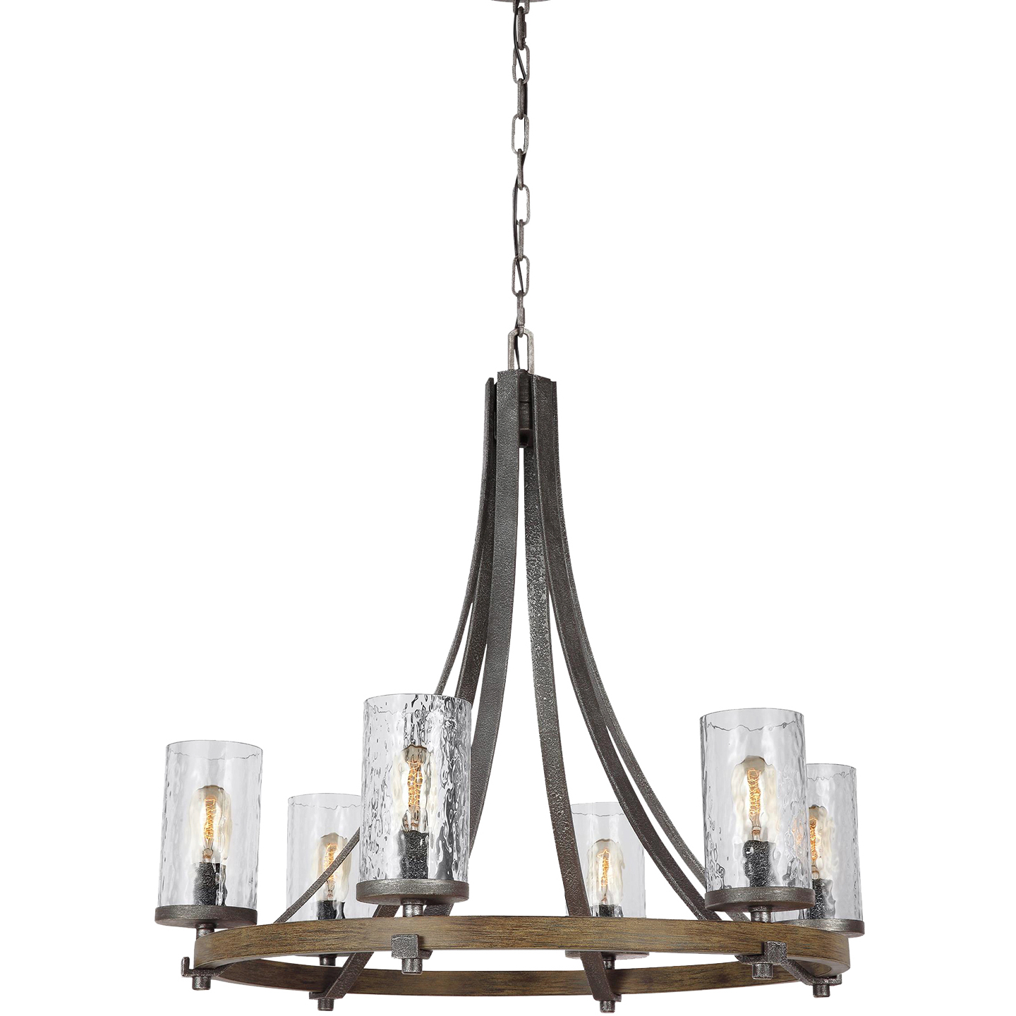 Lanesnoro 6 Light 30.5 inch Distressed Weathered Oak and Slated Grey Metal Chandelier Ceiling Light