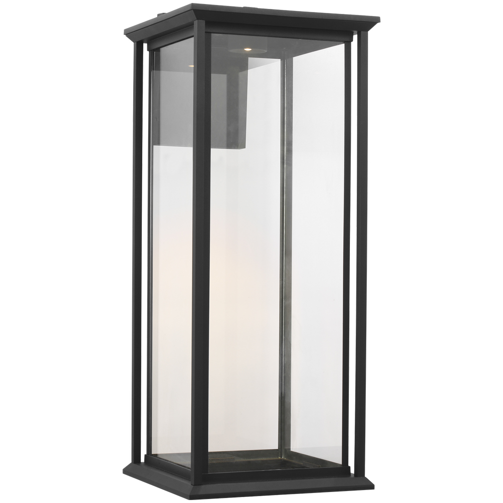 Audley LED 24 inch Antique Bronze Outdoor Wall Lantern in Clear Glass, Extra Large