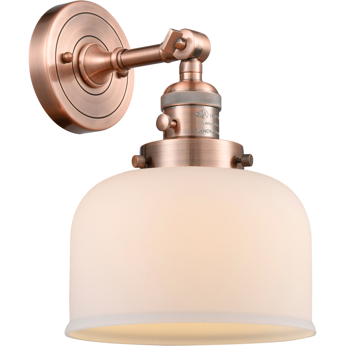 Franklin Restoration Large Bell LED 8 inch Antique Copper Sconce Wall Light, Franklin Restoration