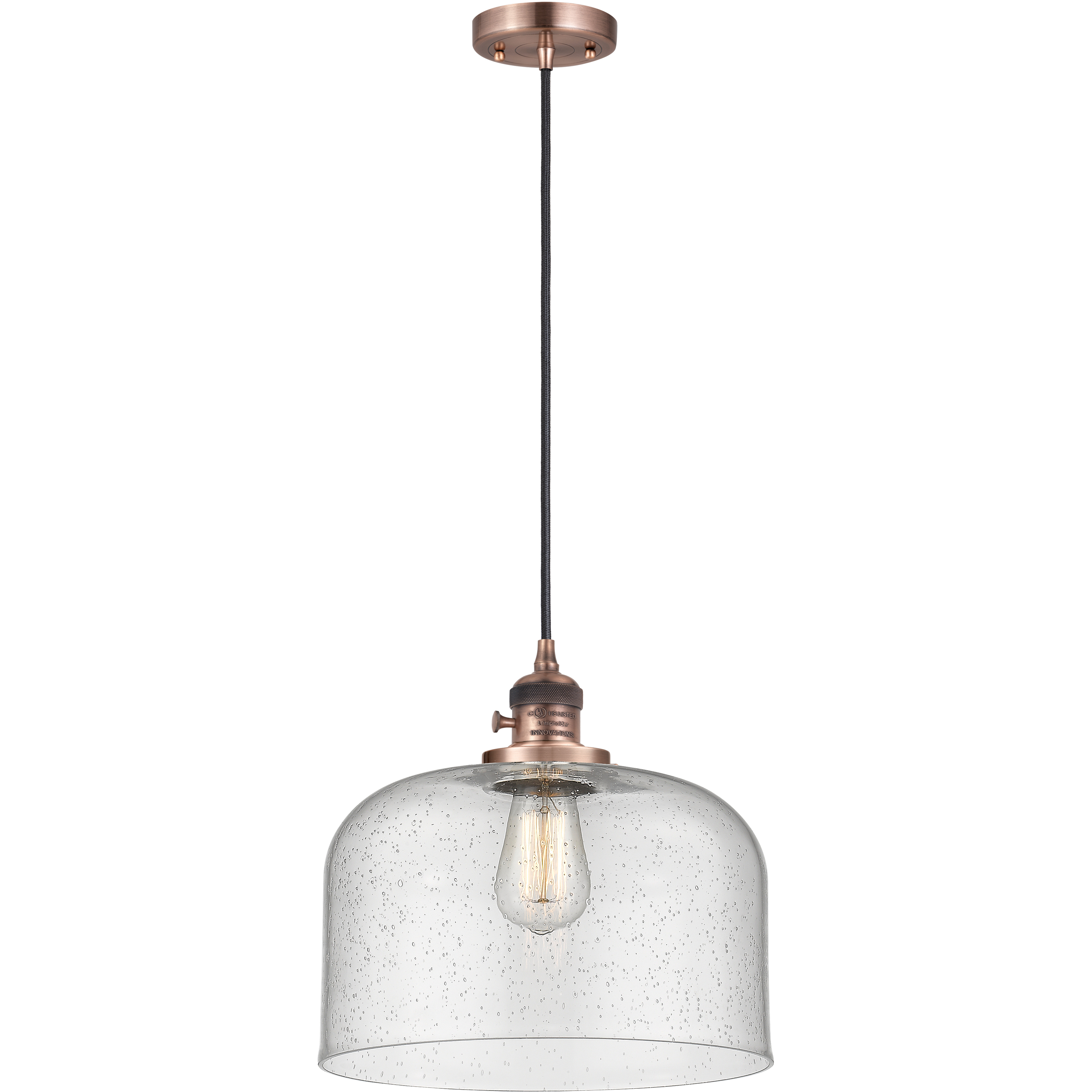 Franklin Restoration Bell LED 12 inch Antique Copper Mini Pendant Ceiling Light in Seedy