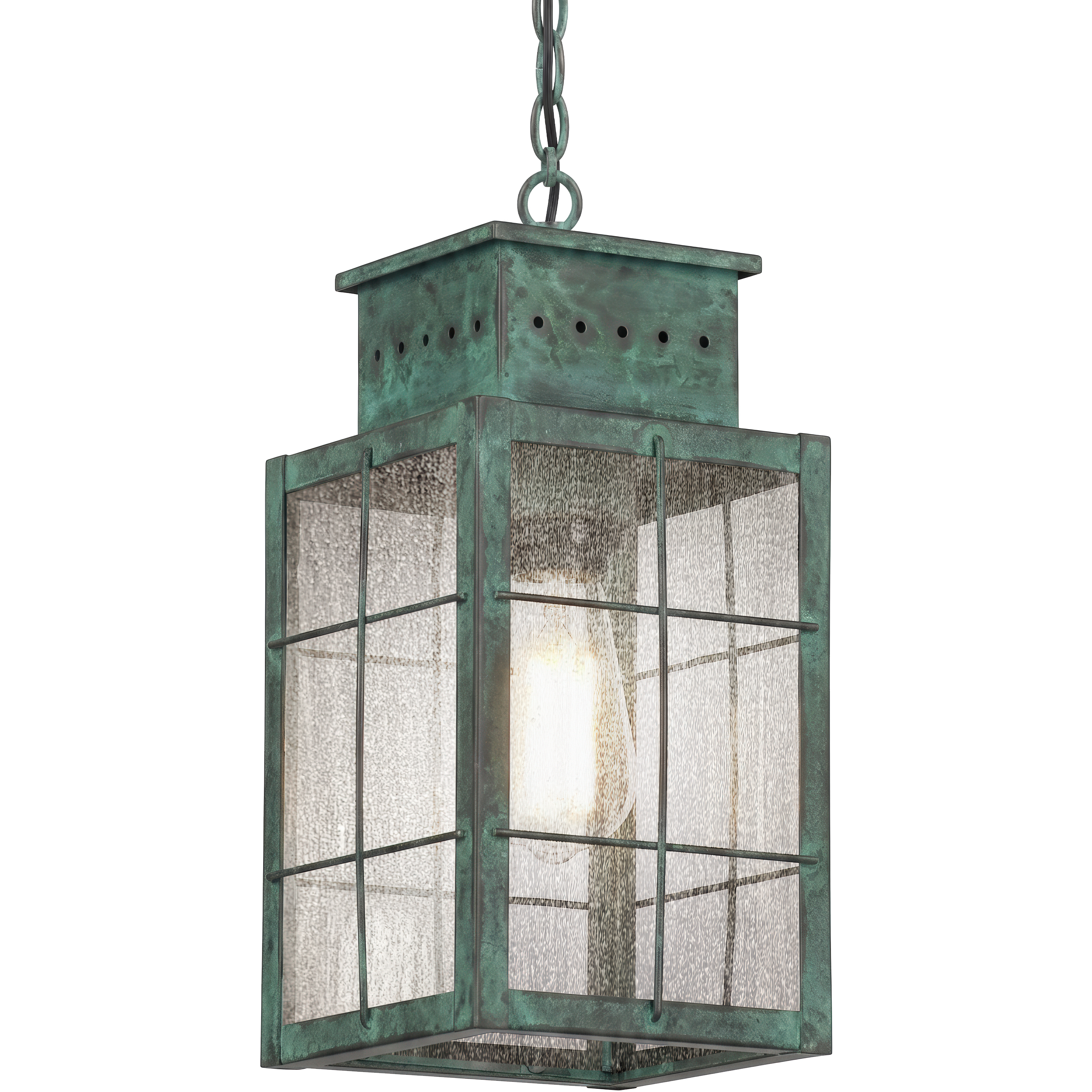 Norfield 1 Light 5.5 inch Verde Green Outdoor Pendant in Seedy Glass, Brass Traditions by Innovations Lighting