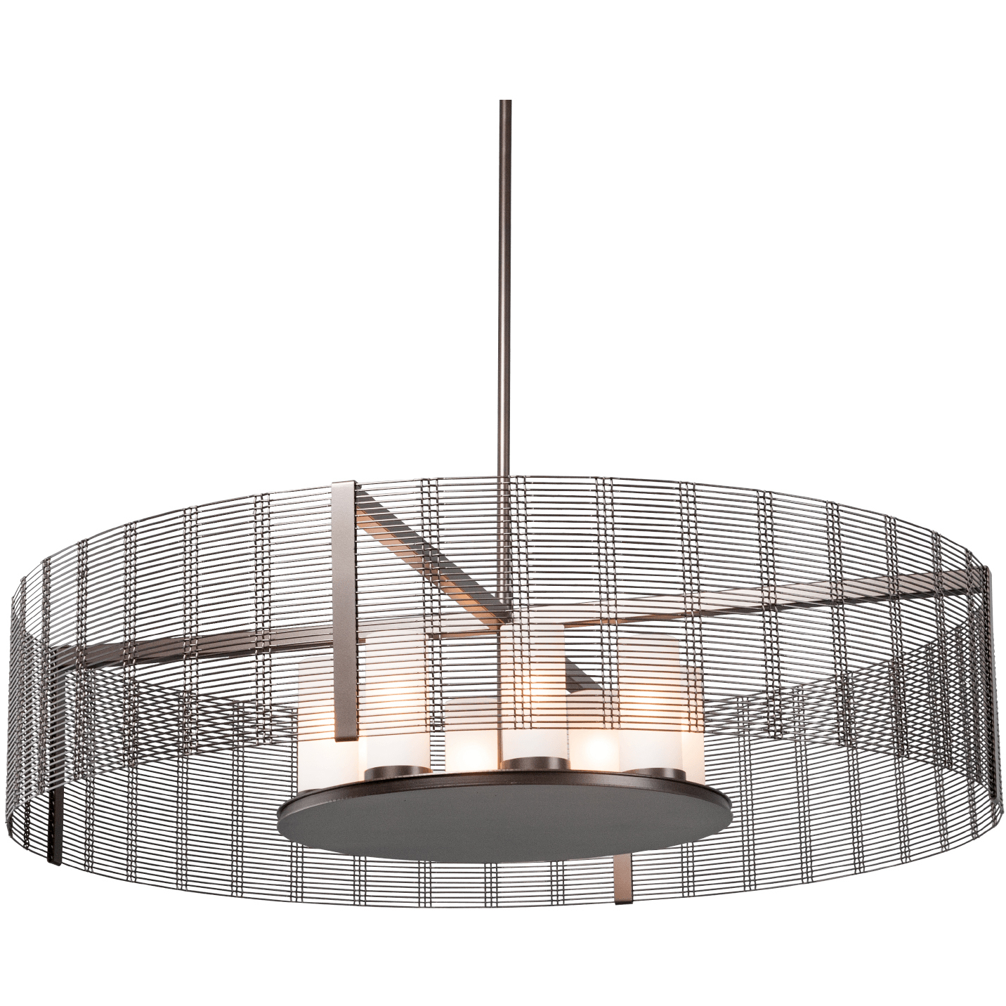 Downtown Mesh LED Beige Silver Chandelier Ceiling Light, Drum