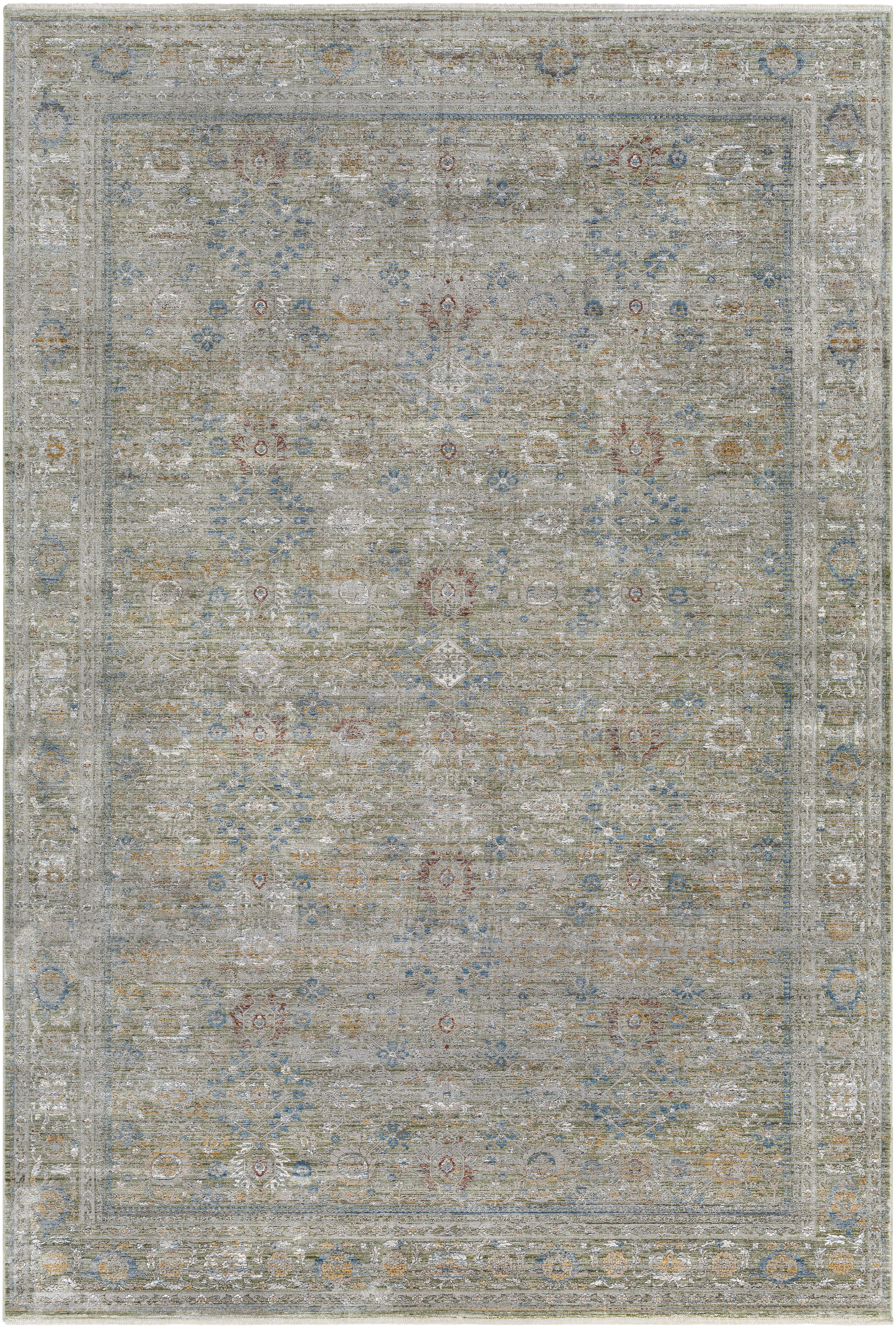 Isfahan 108 X 72 inch Olive Rug, Rectangle