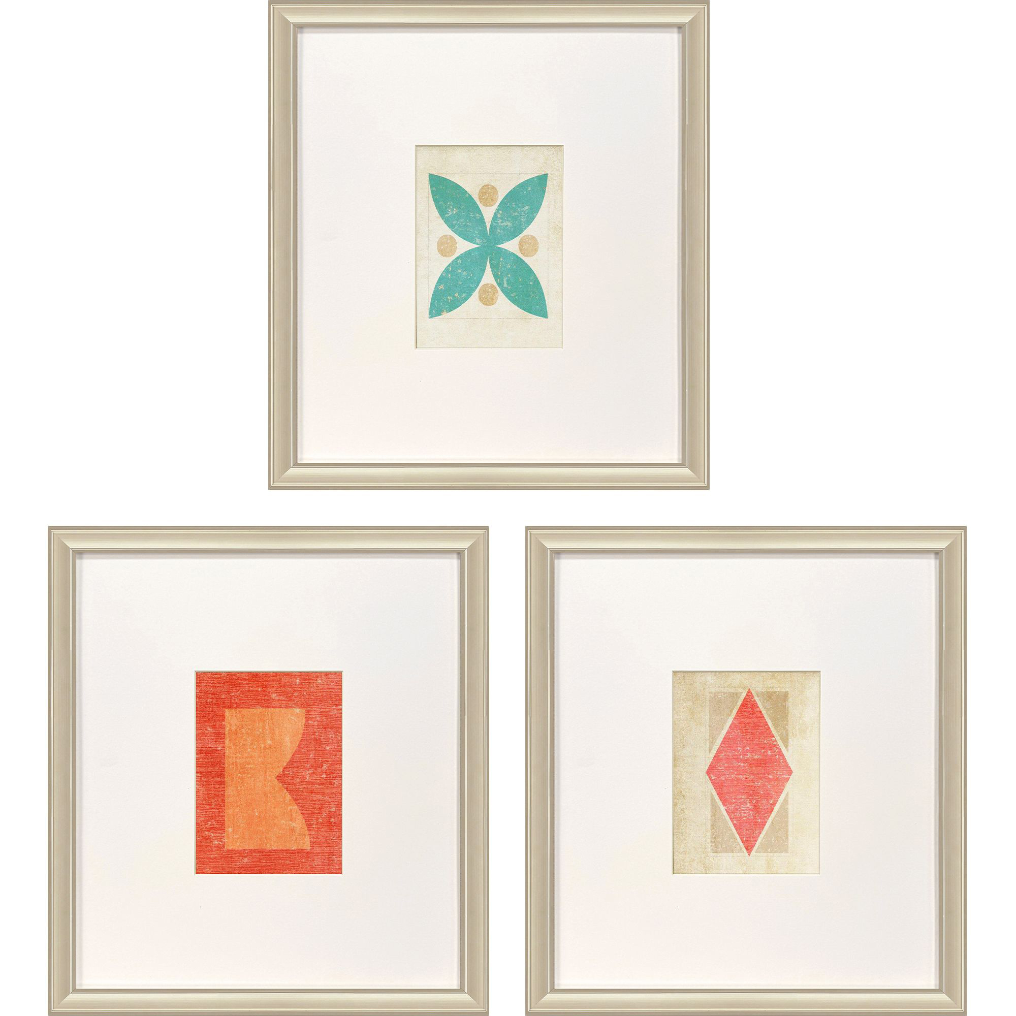 Happy Dance II Teal and Green and Pink and Beige Framed Art, Propac