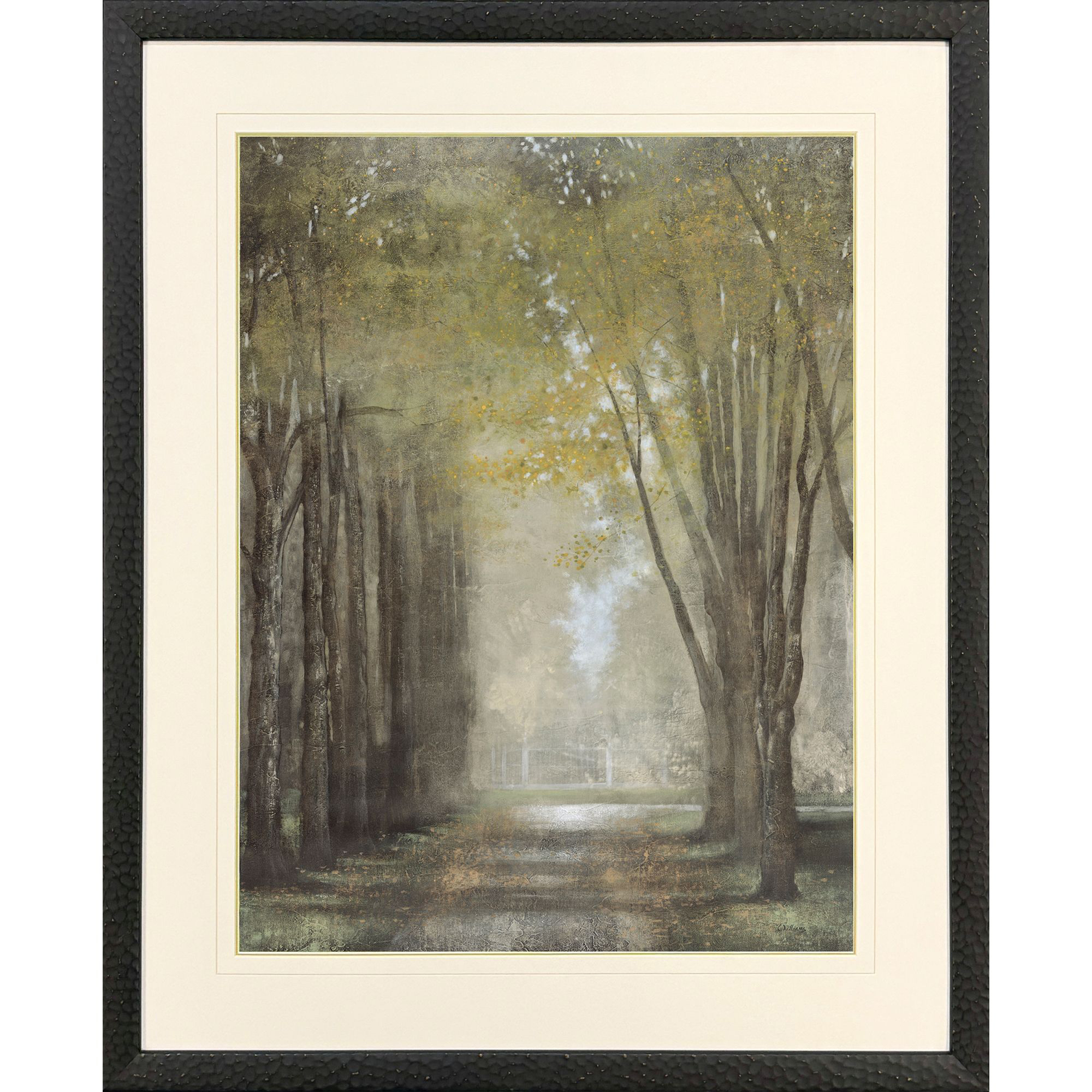 Quiet in the Mist Green and Black and Yellow Framed Art