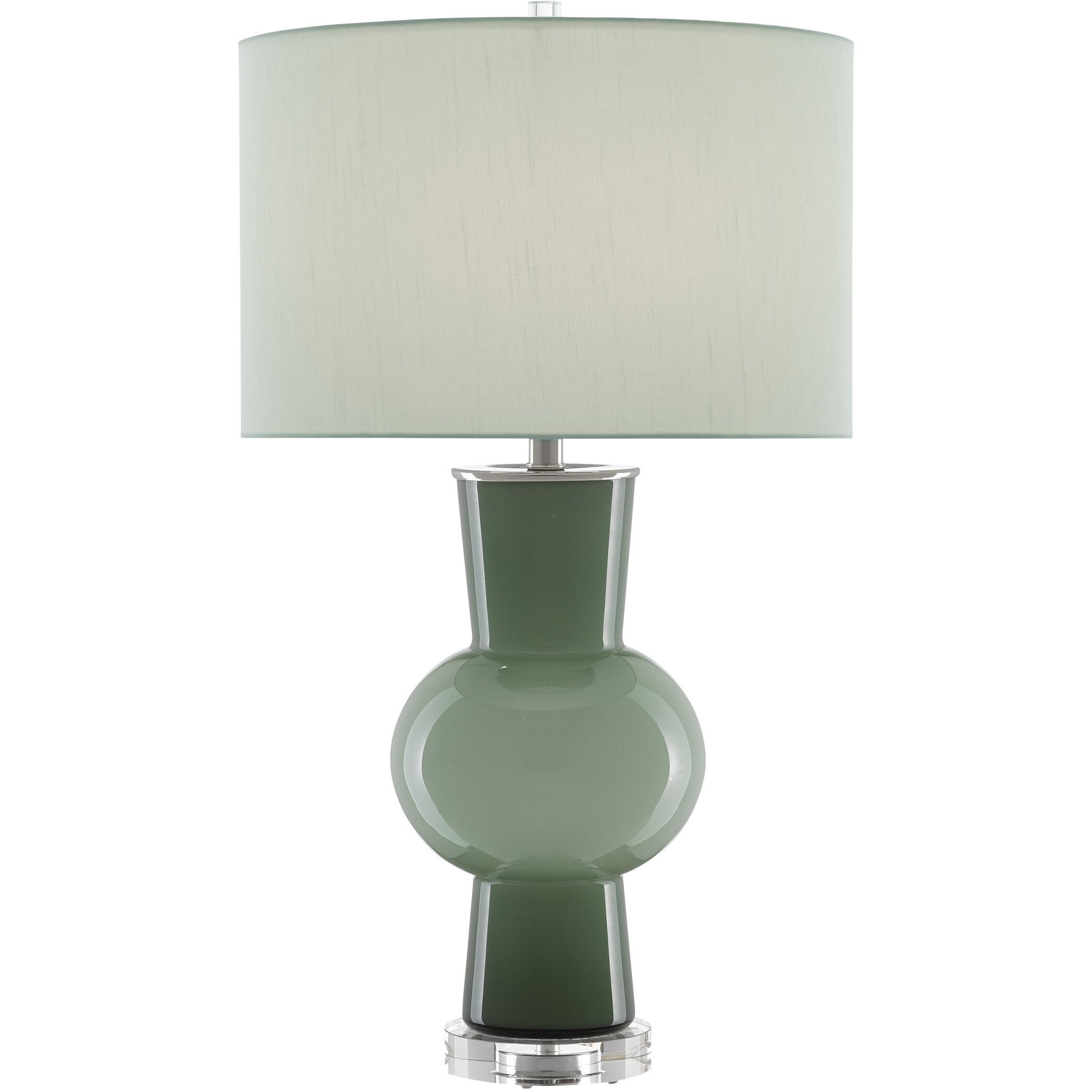 Duende 30 inch 150 watt Light & Dark Green and Polished Nickel and Clear Table Lamp Portable Light
