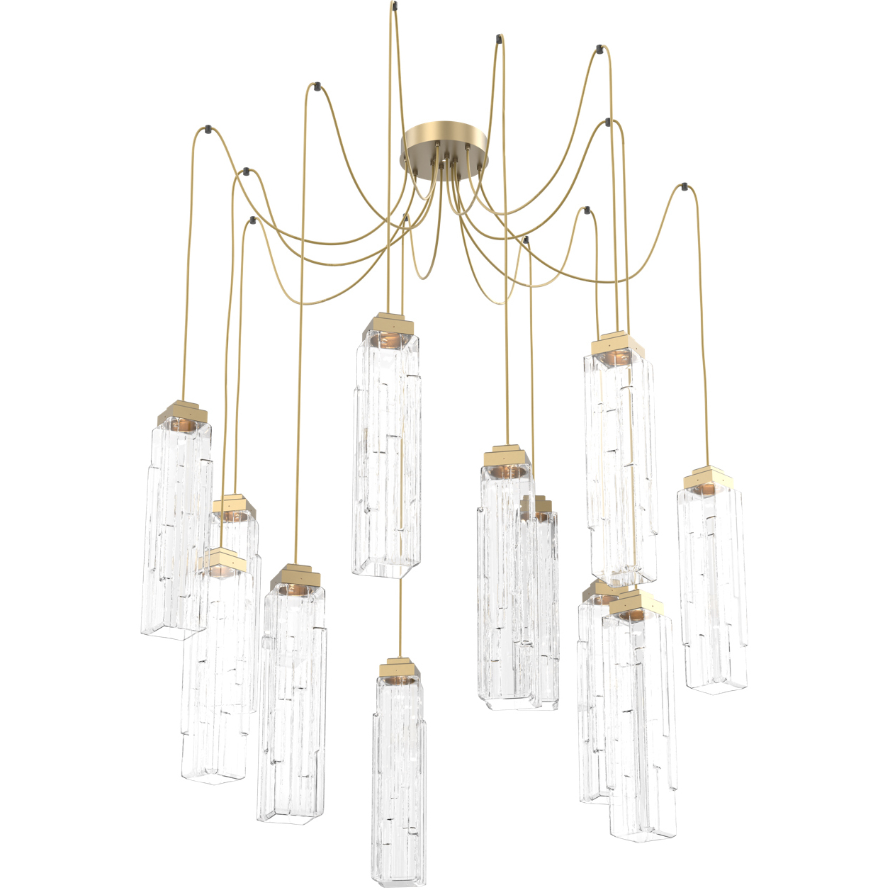Ledgestone LED Gilded Brass Swag Multi-Pendant Ceiling Light in 3000K LED