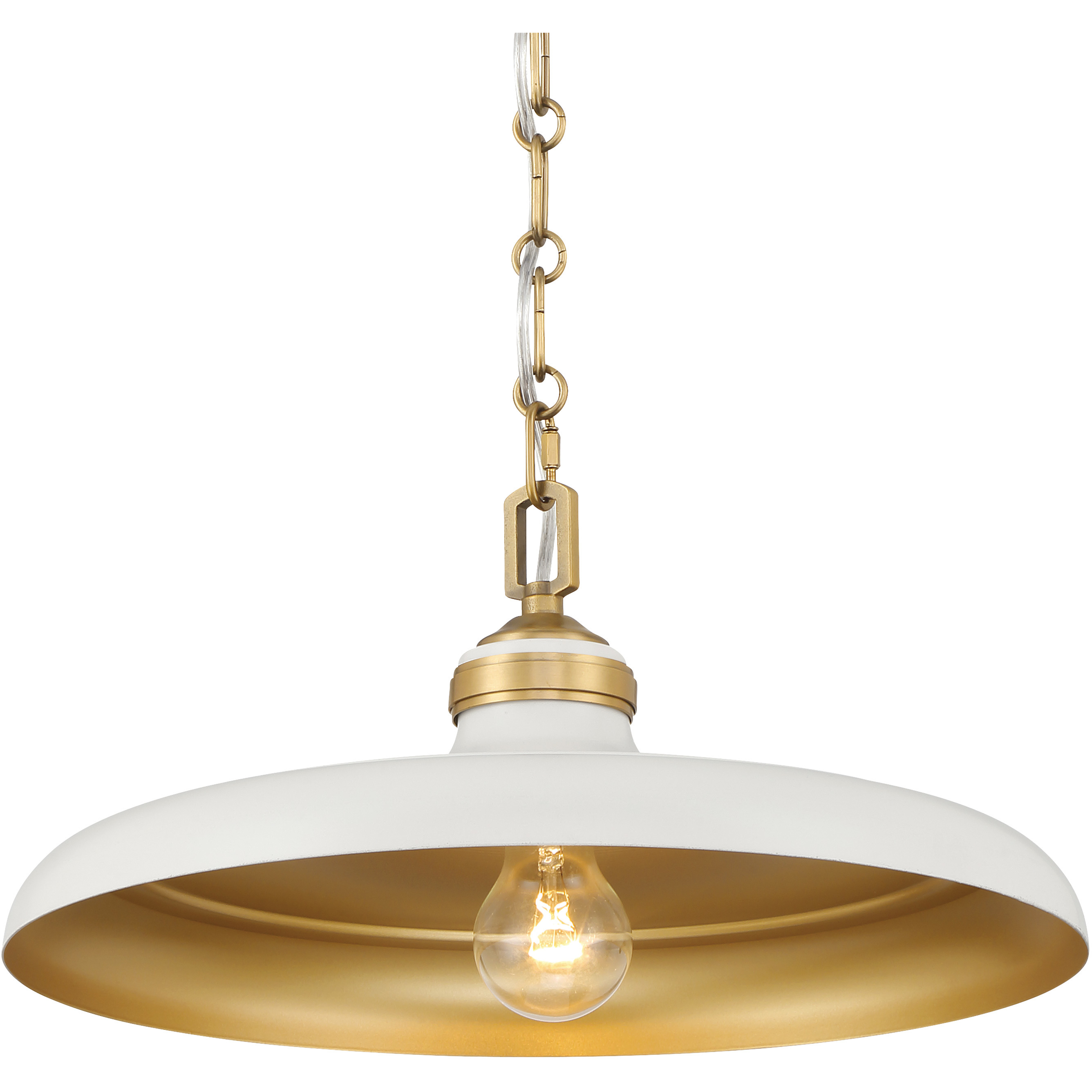 Crowne 1 Light 16 inch Legacy Brass and Off White Cream Pendant Ceiling Light
