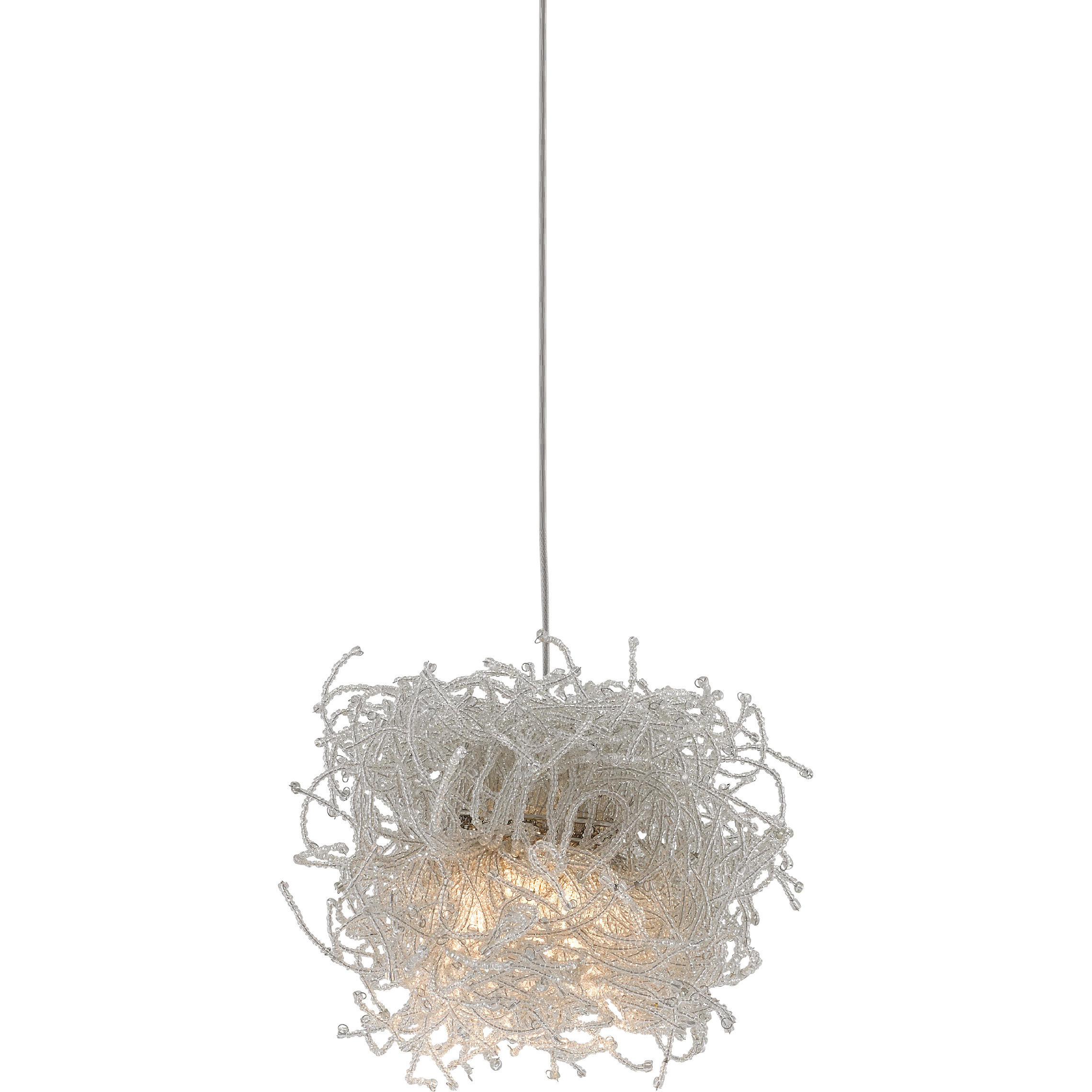 Birds Nest 1 Light 6 inch Silver Multi-Drop Pendant Ceiling Light
