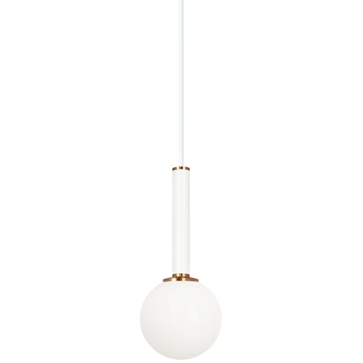 Stellar 1 Light 4.38 inch Aged Gold Brass Pendant Ceiling Light in Aged Gold Brass and Opal Glass