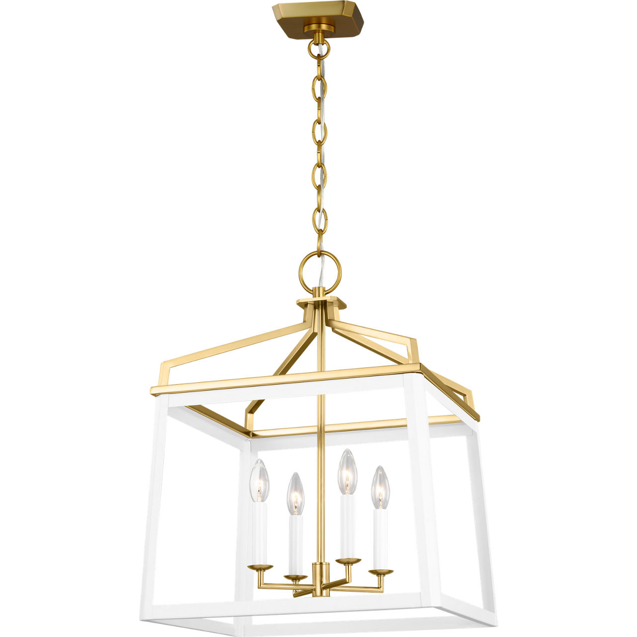 C&M by Chapman & Myers Carlow 4 Light 18 inch Matte White Chandelier Ceiling Light in Matte White / Burnished Brass