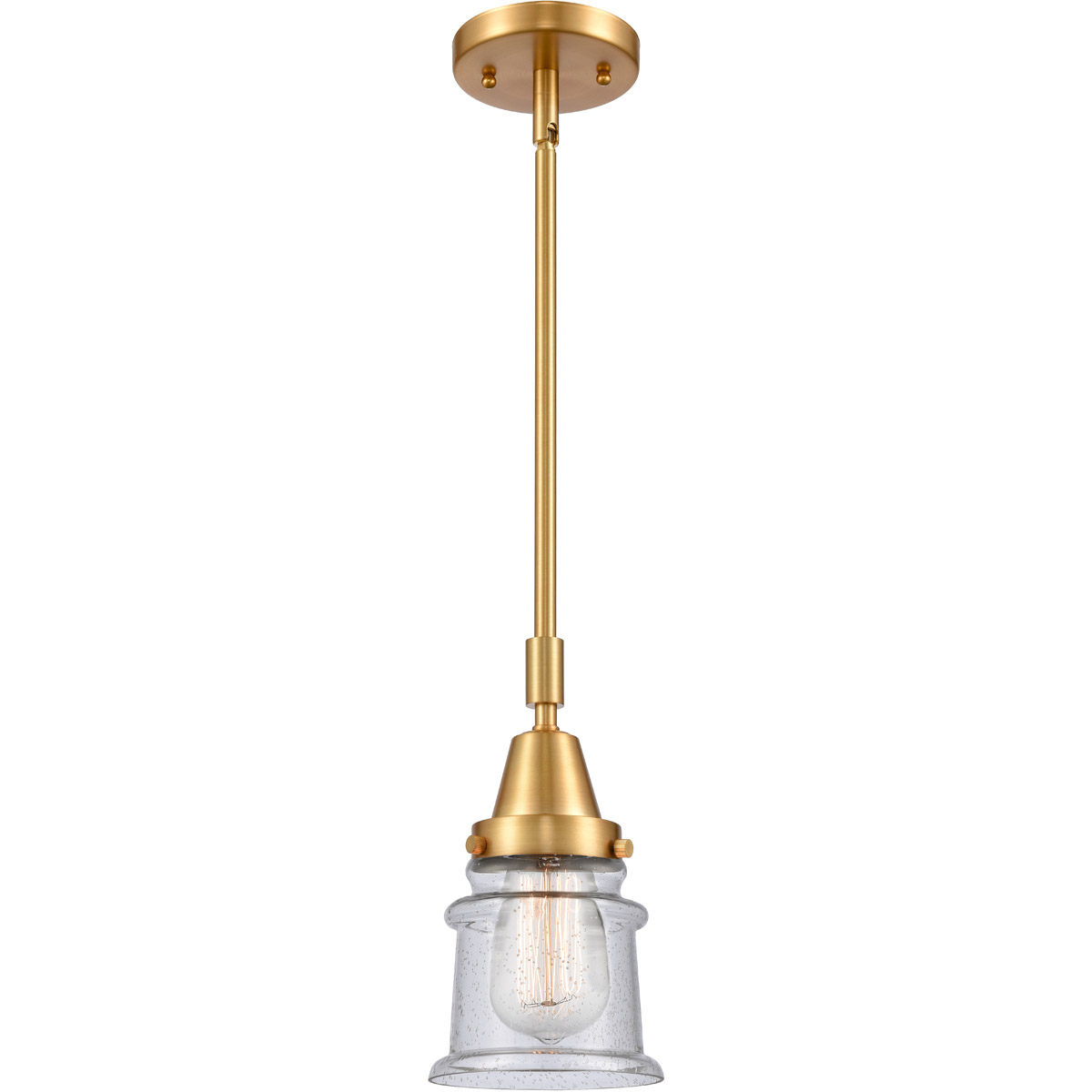 Franklin Restoration Small Canton LED 6.5 inch Satin Gold Mini Pendant Ceiling Light in Seedy Glass