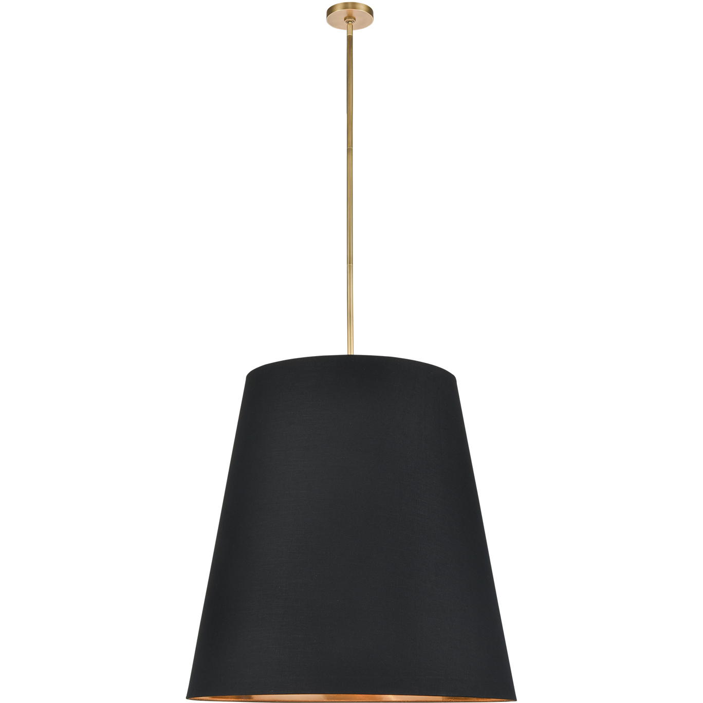 Calor 3 Light 30 inch Vintage Brass/Black Linen With Gold Parchment Pendant Ceiling Light in Black Linen With Gold Parchment and Vintage Brass