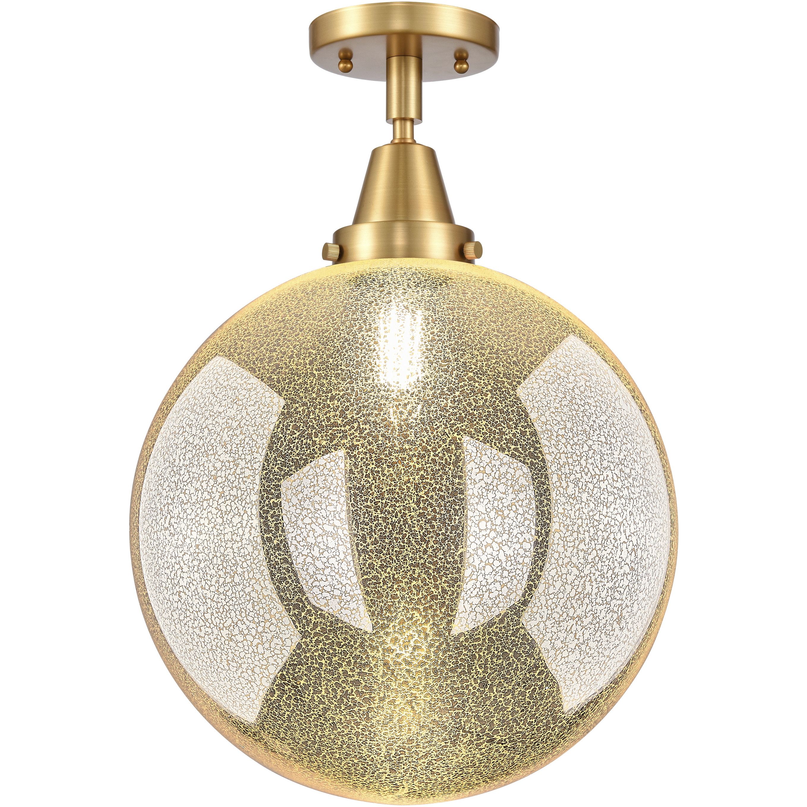 Beacon 1 Light 12 inch Satin Gold Flush Mount Ceiling Light in Mercury Glass
