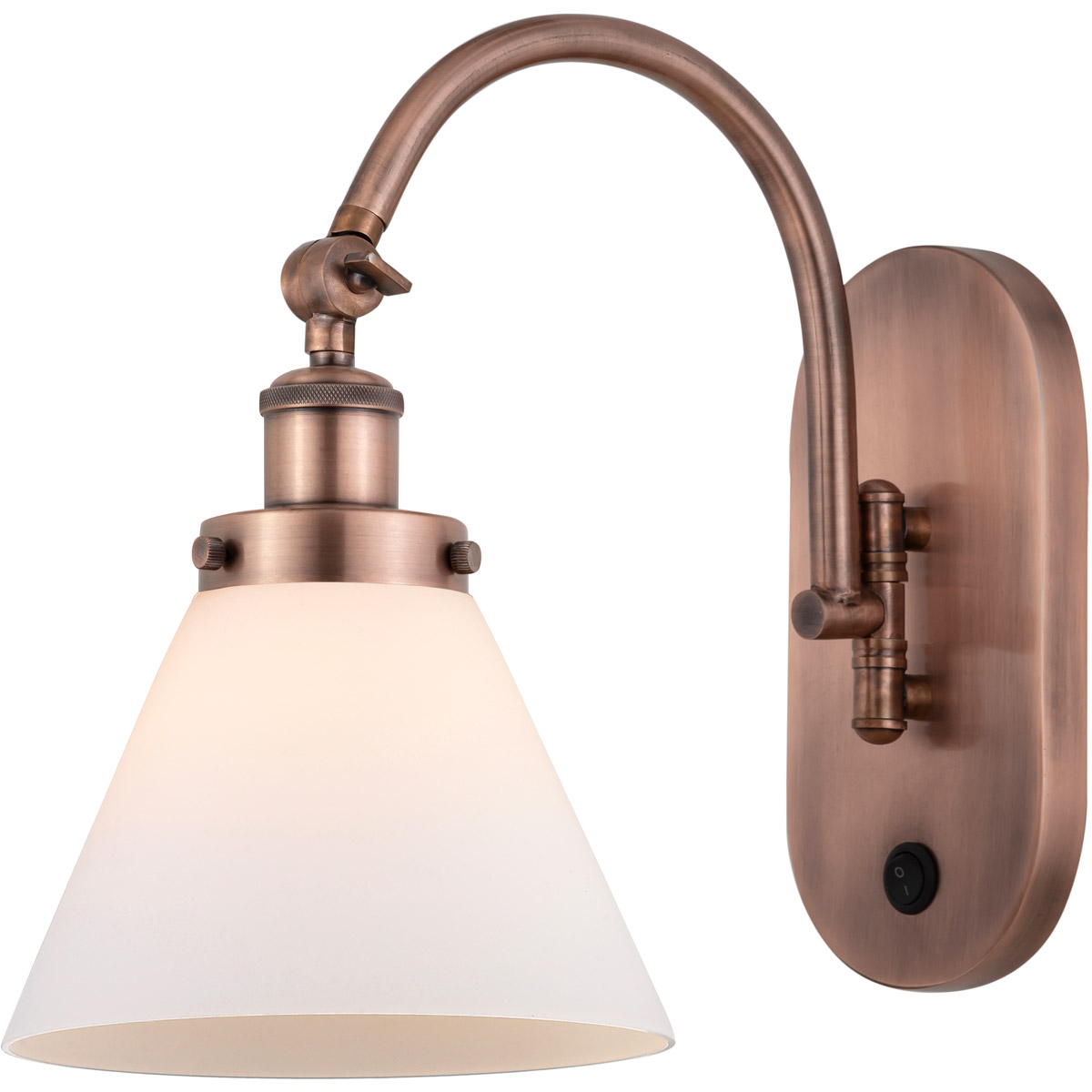 Franklin Restoration Cone LED 8 inch Antique Copper Sconce Wall Light in Matte White Glass