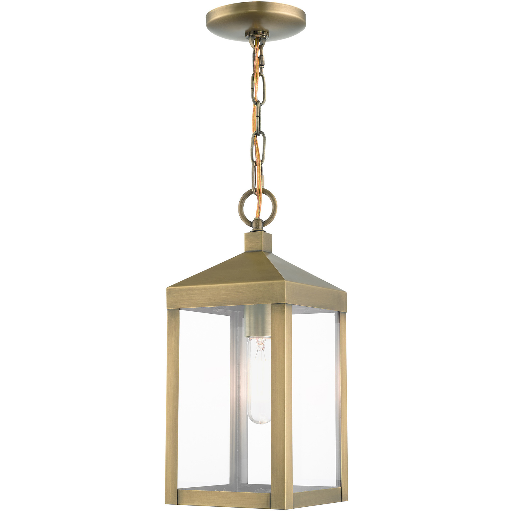 Nyack 1 Light 6.25 inch Antique Brass Outdoor Pendant Lantern