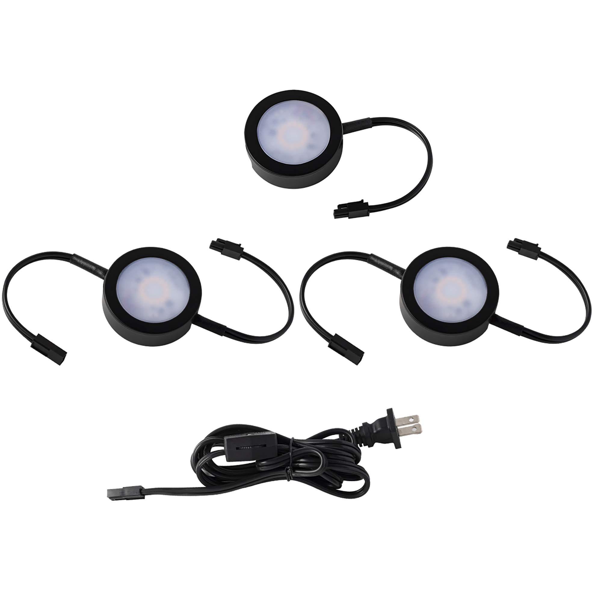 Line Voltage Puck Light LED Black Button Light, WAC Limited