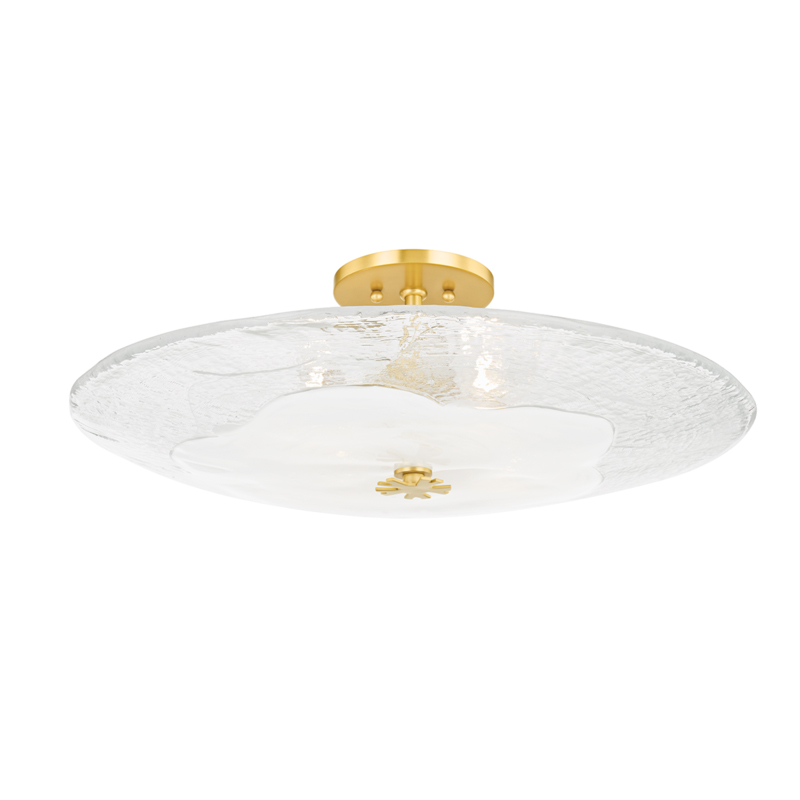 Lago 4 Light 24 inch Aged Brass Flush Mount Ceiling Light