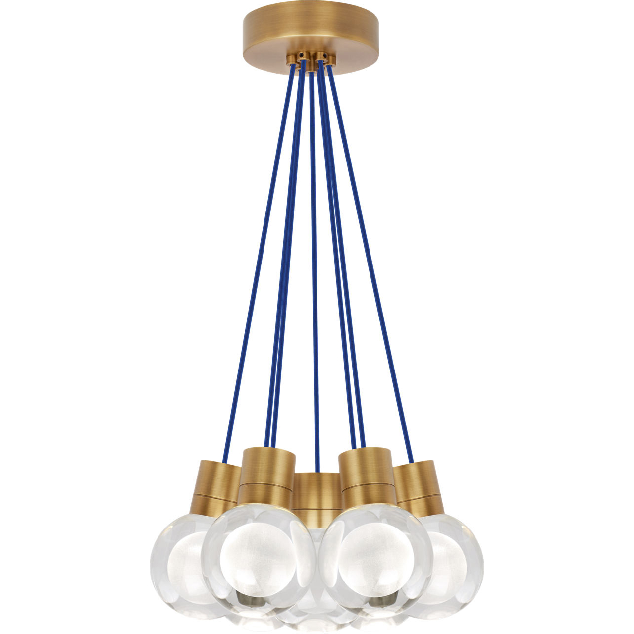 Sean Lavin Mina LED 14 inch Natural Brass Line-Voltage Pendant Ceiling Light in LED 90 CRI 2200K-3000K, Blue Cord, 7