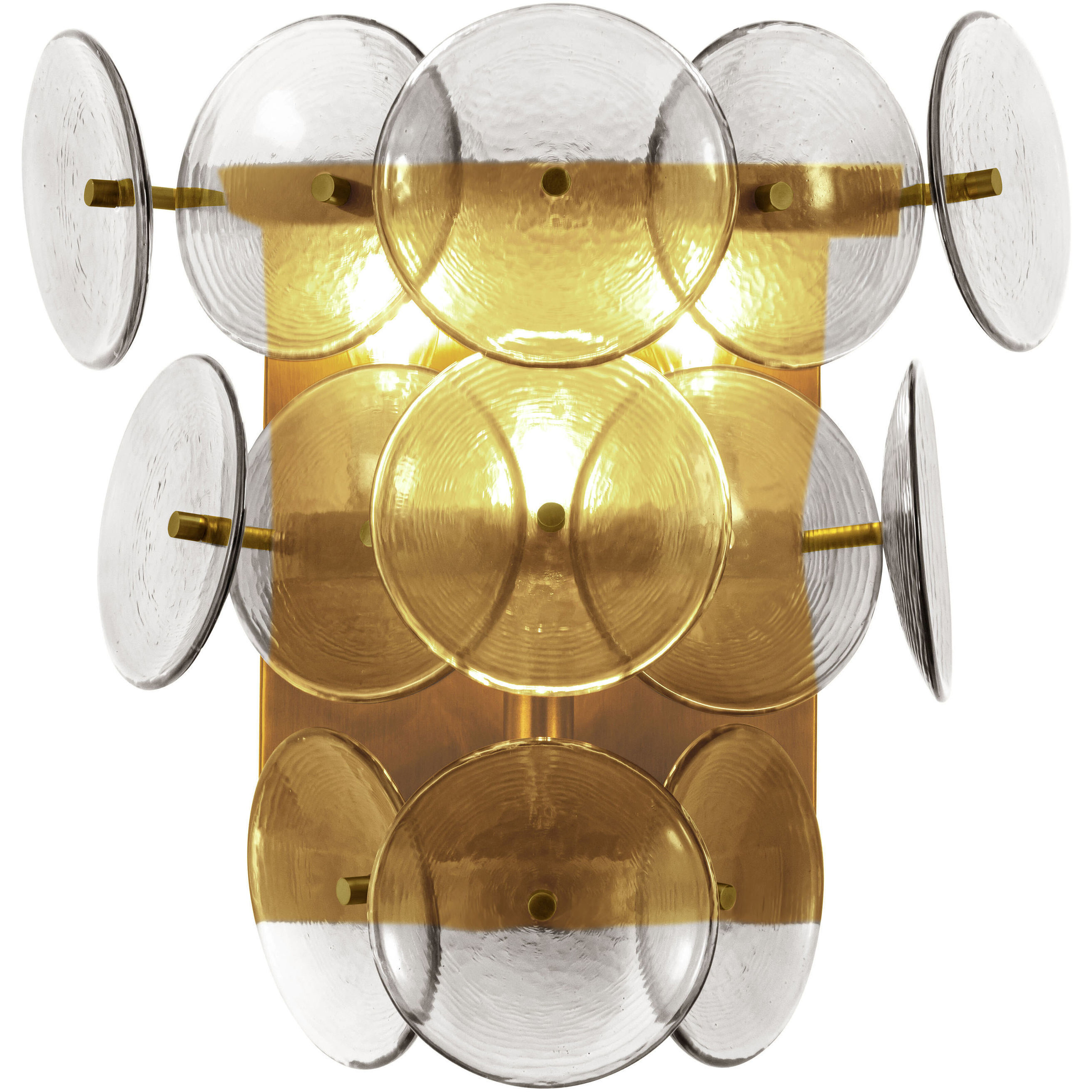 Loren 3 Light 15 inch Weathered Brass Wall Sconce Wall Light in Textured Clear