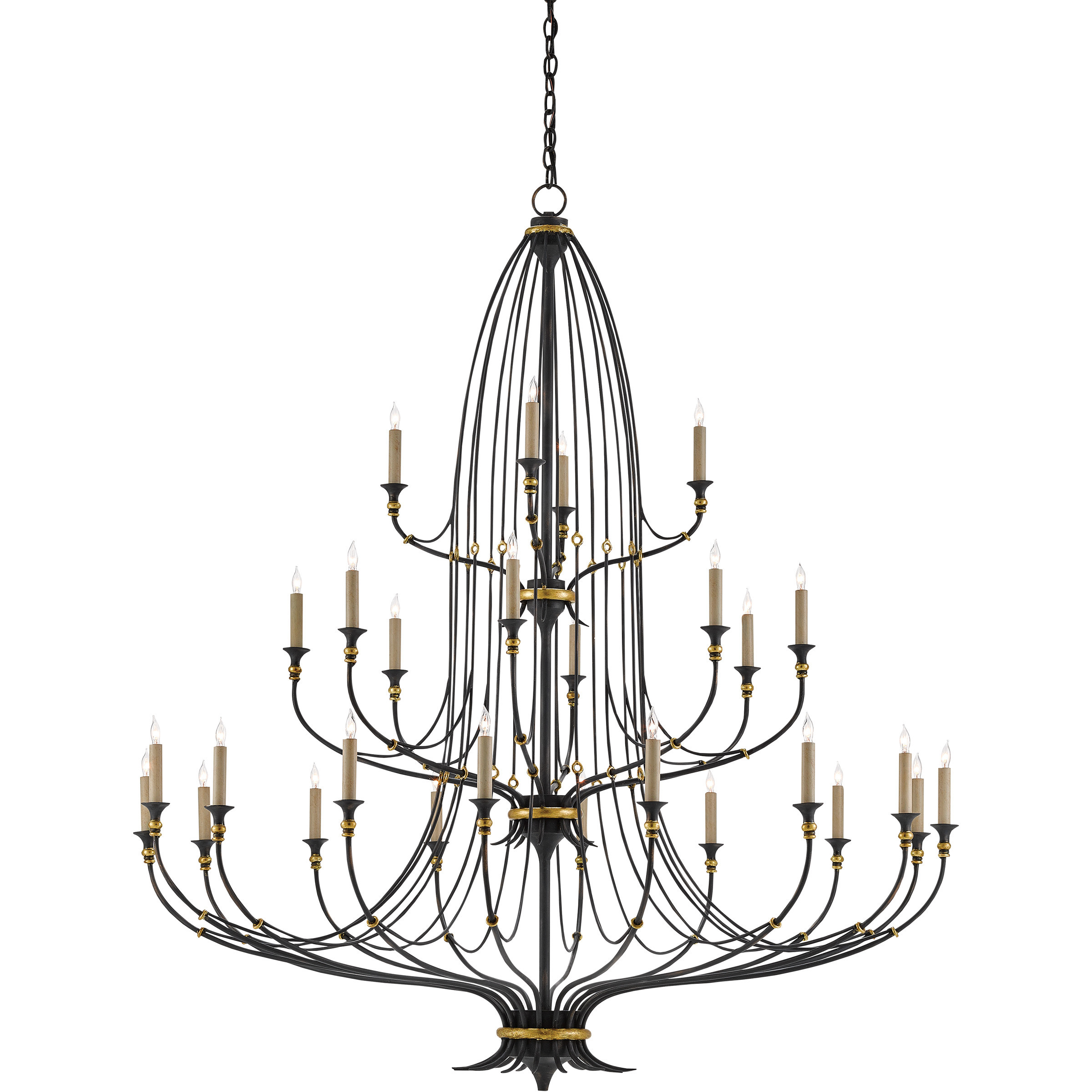 Folgate 28 Light 56.5 inch French Black Chandelier Ceiling Light, Grande