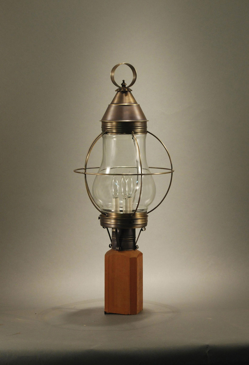 Bosc 1 Light 24.5 inch Antique Brass Post Lamp in Clear Seedy Glass, One 75W Medium