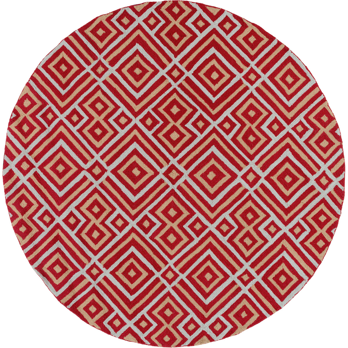 Brentwood 72 X 72 inch Dark Red, Medium Gray, Camel Rug