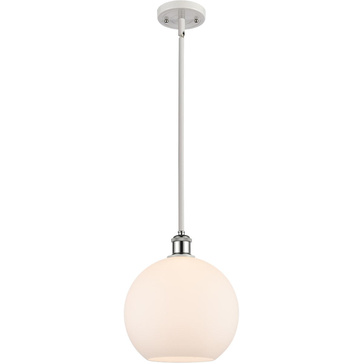Ballston Large Athens LED 10 inch White and Polished Chrome Pendant Ceiling Light in Matte White Glass, Ballston
