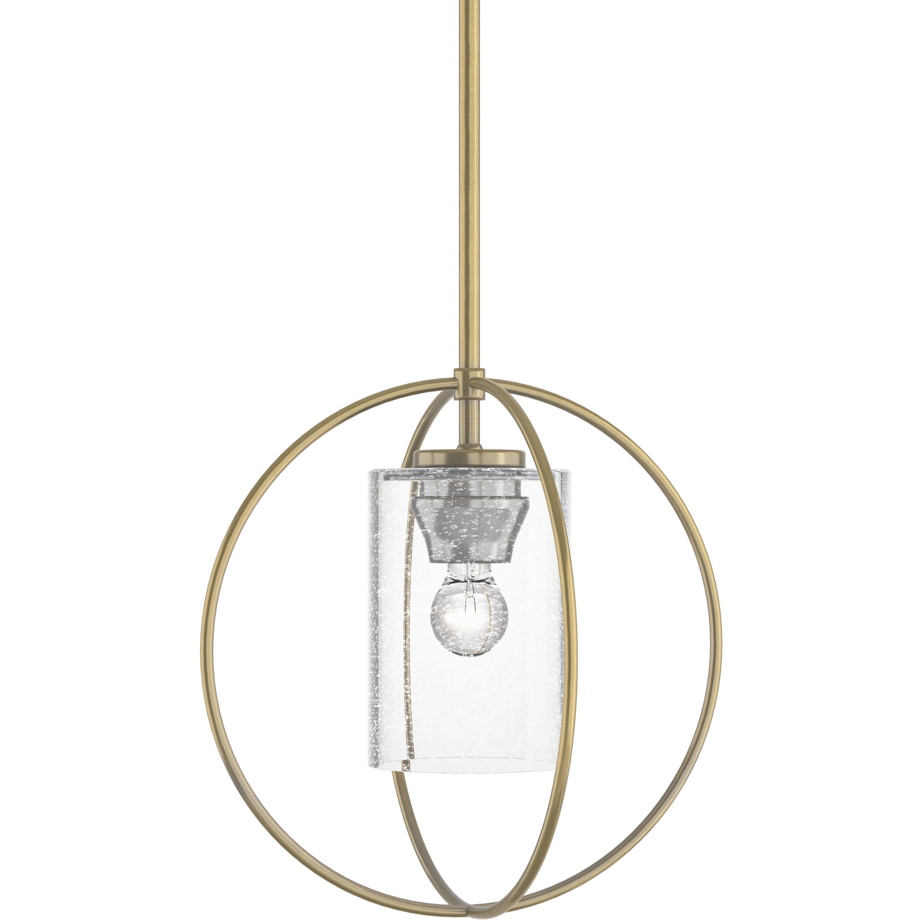 Rhythm 1 Light 11.3 inch Modern Brass Mini Pendant Ceiling Light in Seeded Clear