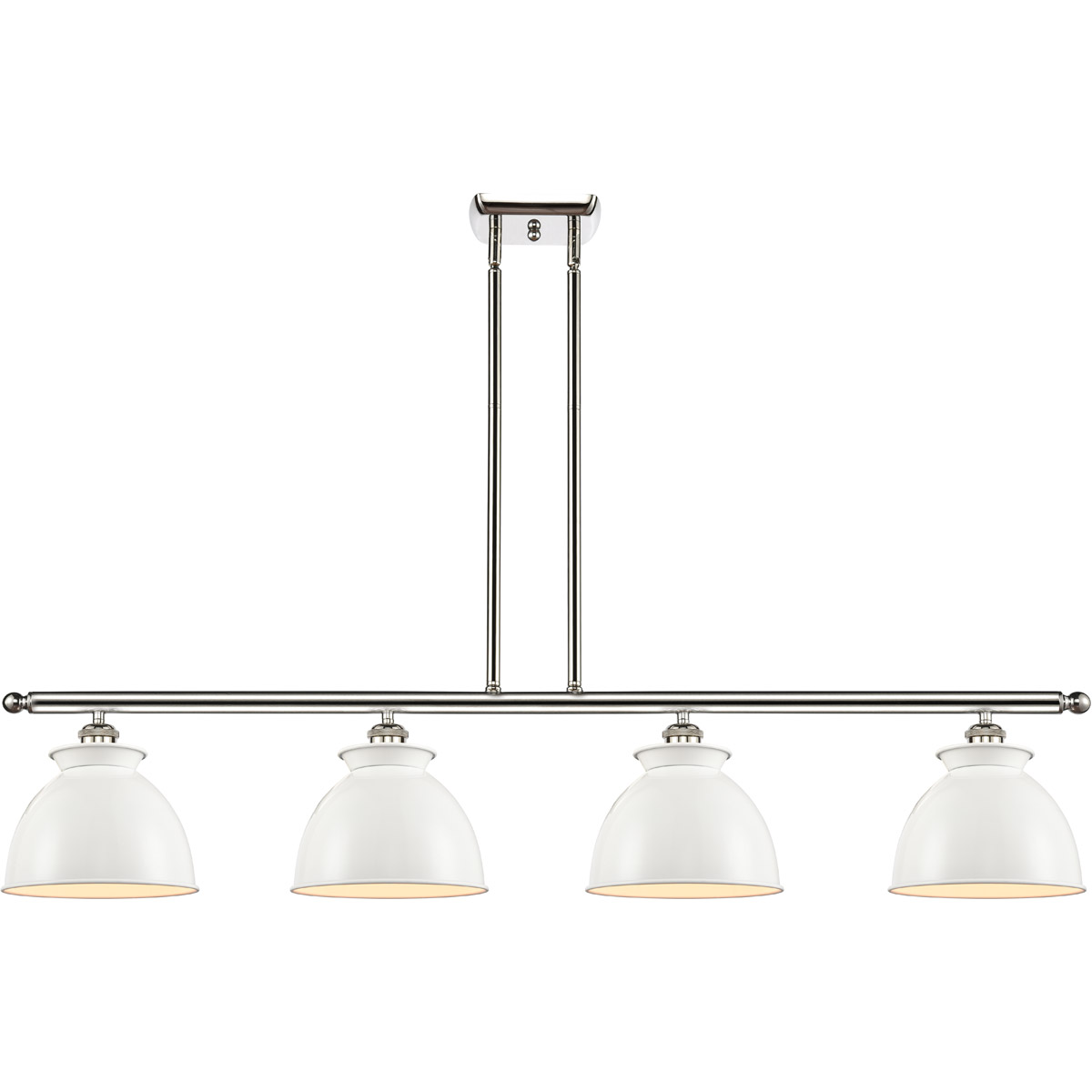 Ballston Adirondack 4 Light 48 inch Polished Nickel Island Light Ceiling Light in Incandescent, Glossy White, Ballston