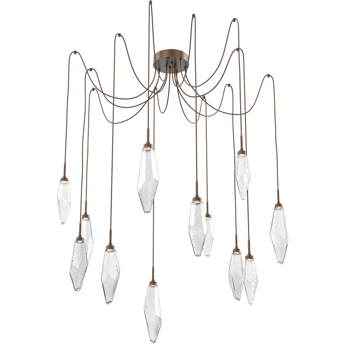 Rock Crystal LED 13.5 inch Burnished Bronze Swag Multi-Pendant Ceiling Light in Chilled Clear, 2700K LED