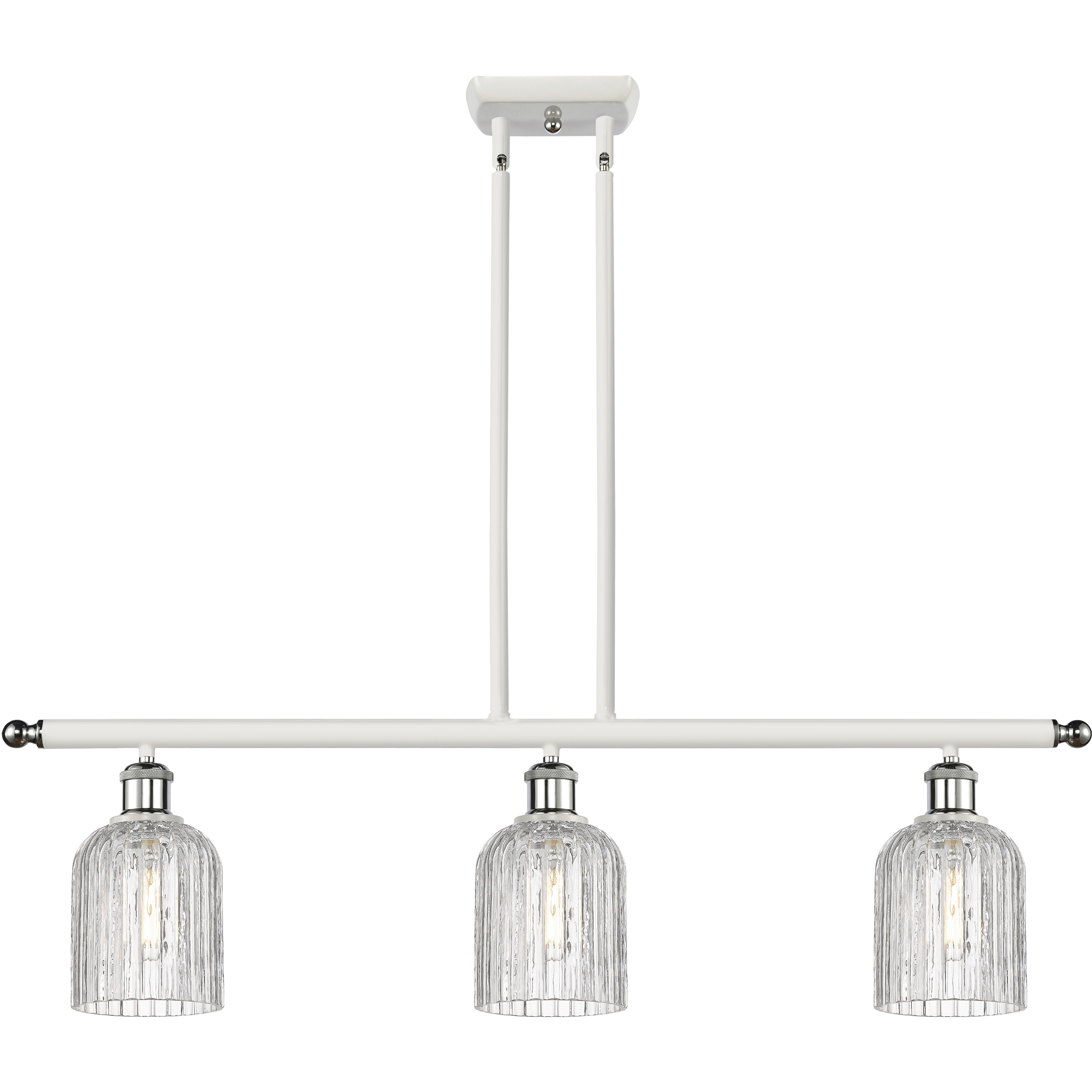 Ballston Bridal Veil 3 Light 36 inch White Polished Chrome Stem Hung Island Light Ceiling Light