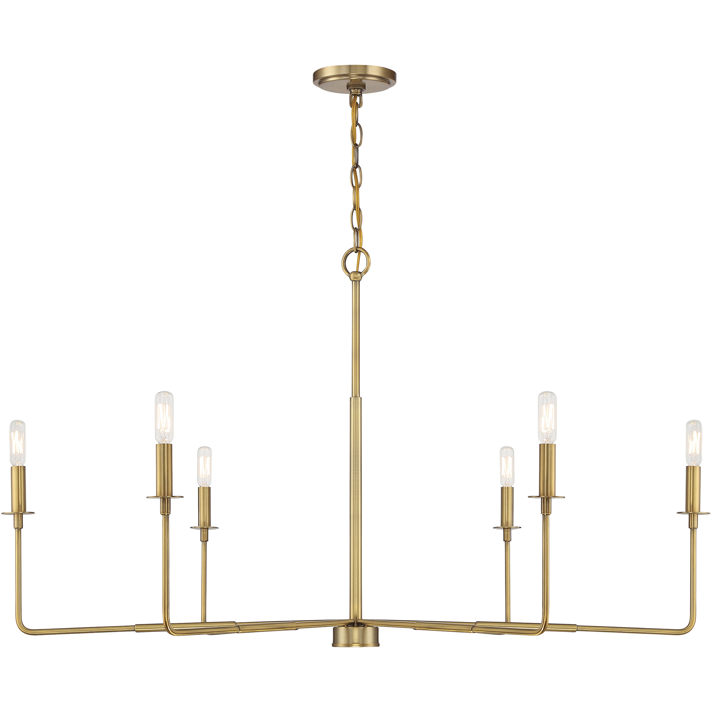 Salerno 6 Light 42 inch Warm Brass Chandelier Ceiling Light, Essentials