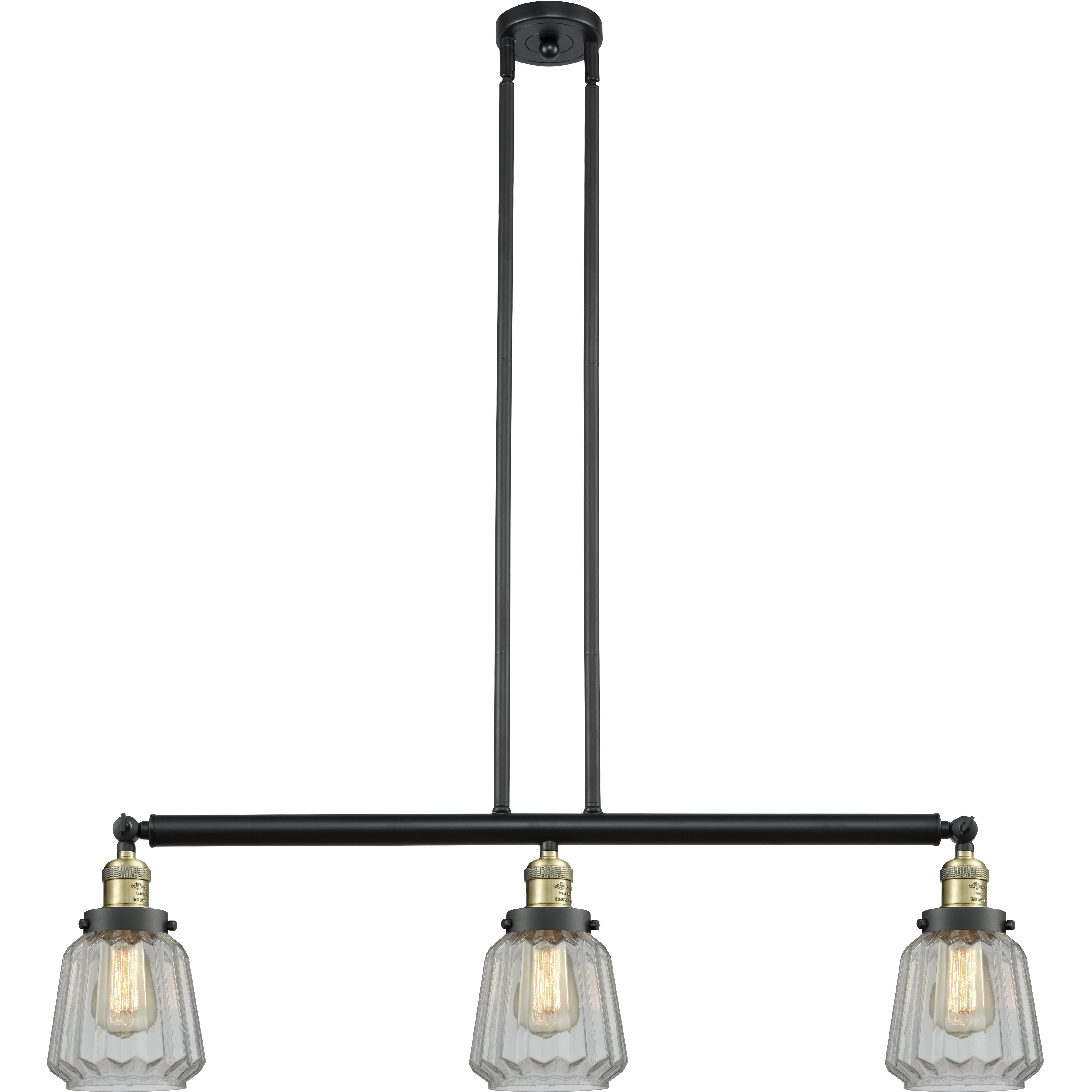 Franklin Restoration Chatham 3 Light 39 inch Black Antique Brass Island Light Ceiling Light in Clear Glass, Franklin Restoration