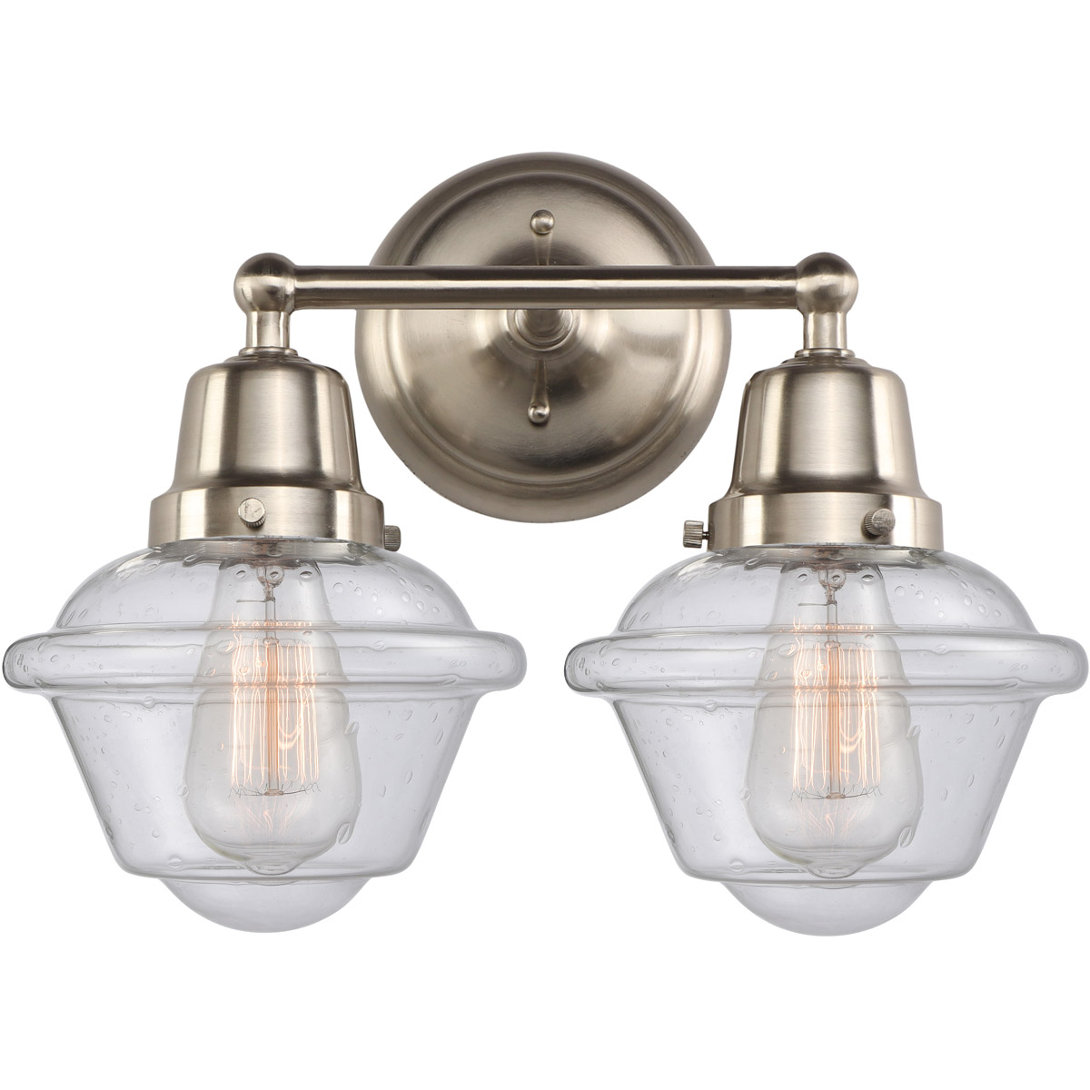 Aditi Small Oxford 2 Light 15.5 inch Brushed Satin Nickel Bath Vanity Light Wall Light, Aditi