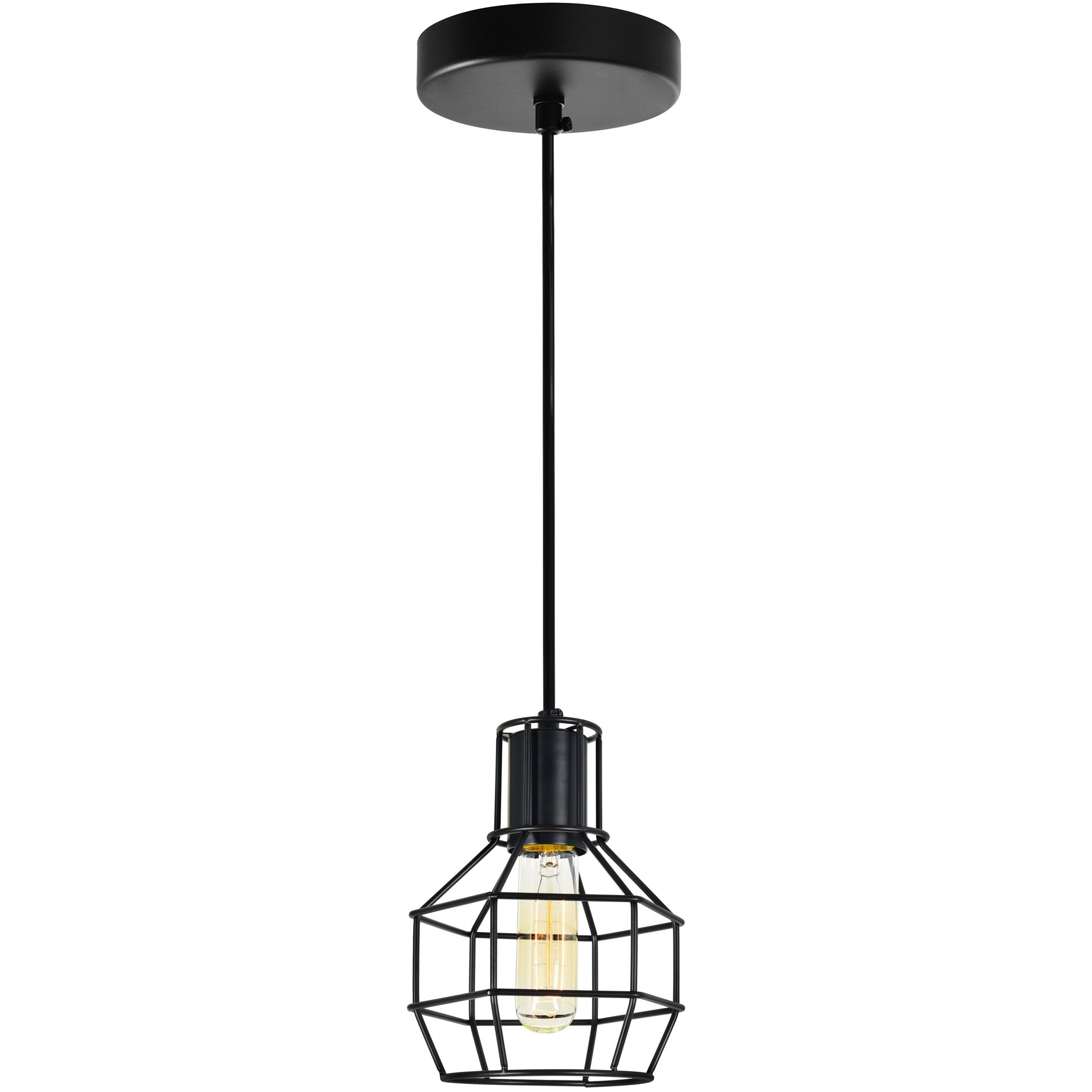 Secure 1 Light 6 inch Black Down Mini Pendant Ceiling Light