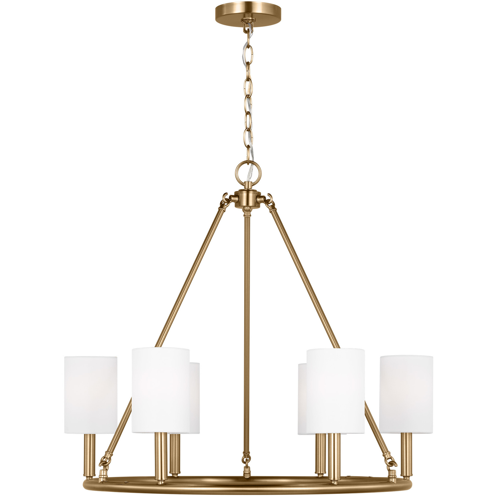 Drew & Jonathan Egmont 6 Light 28 inch Satin Brass Chandelier Ceiling Light
