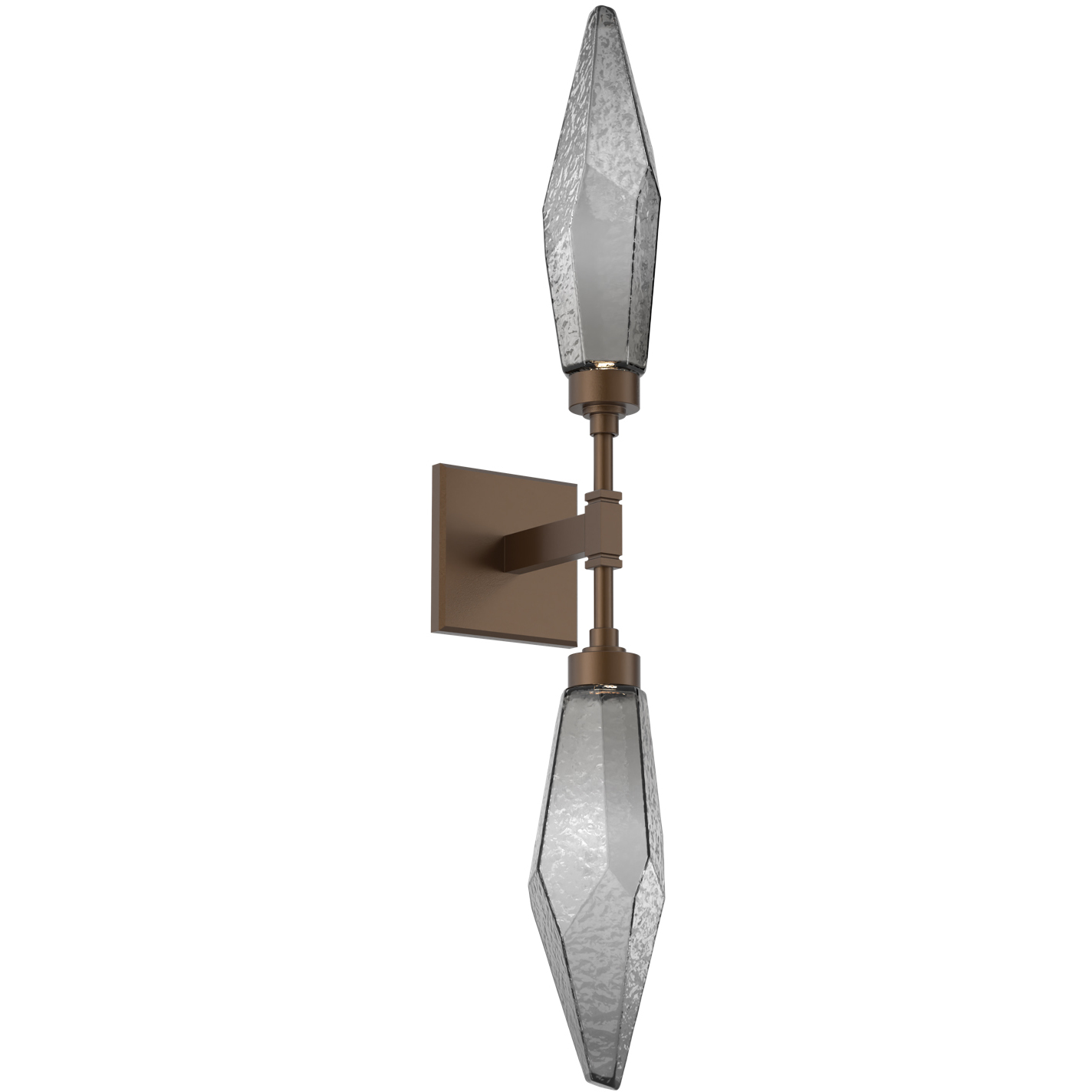 Rock Crystal LED 4.5 inch Flat Bronze Indoor Sconce Wall Light in Chilled Smoke, 2700K LED, Double