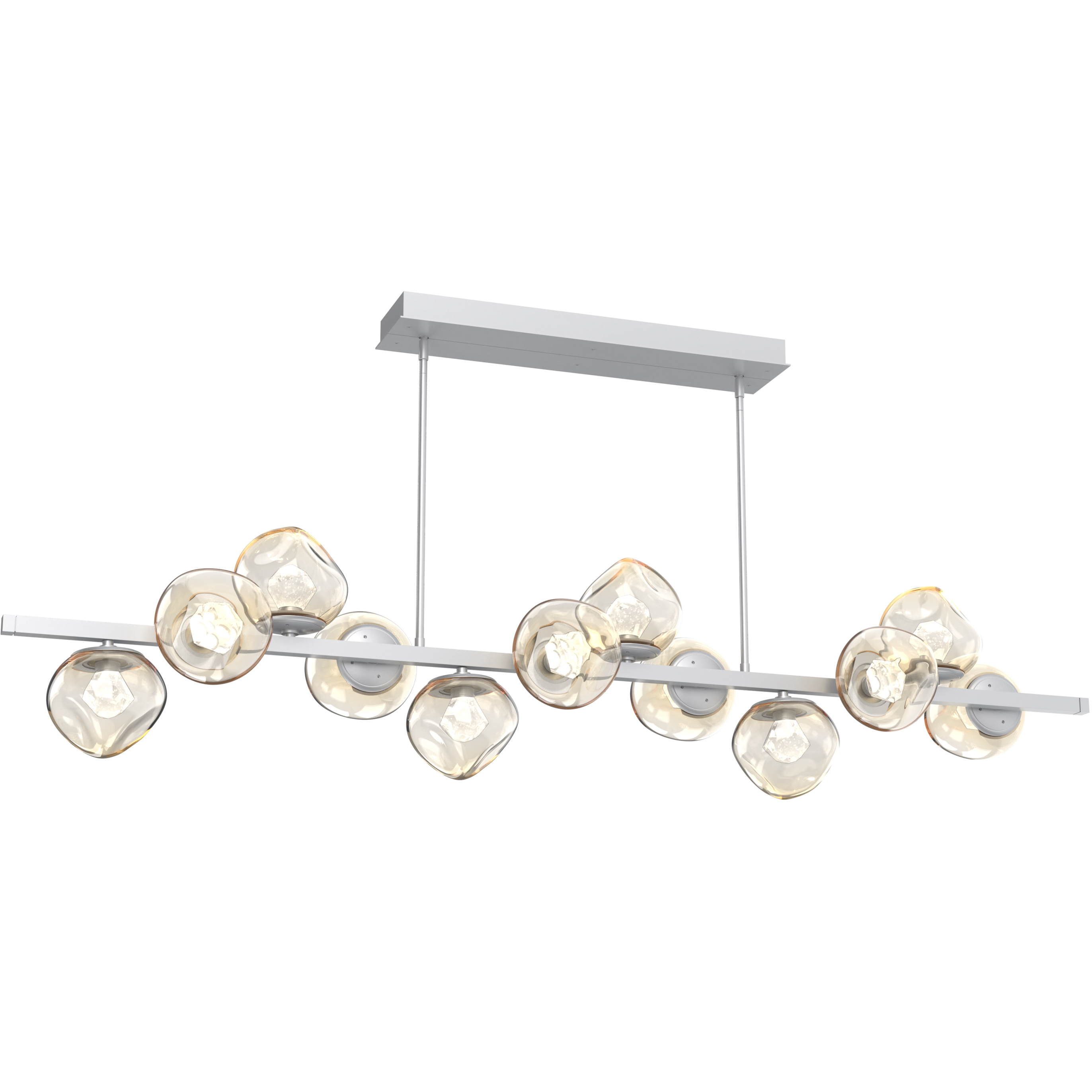Luna LED 72 inch Classic Silver Chandelier Ceiling Light in 3000K LED, Zircon Inner - Amber Outer, Twisted Branch