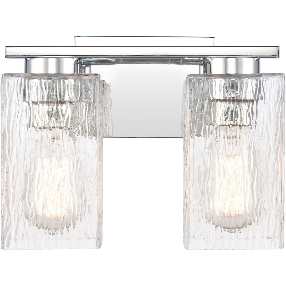 Juneau 2 Light 11 inch Polished Chrome Bath Vanity Light Wall Light in Clear Rippled Glass
