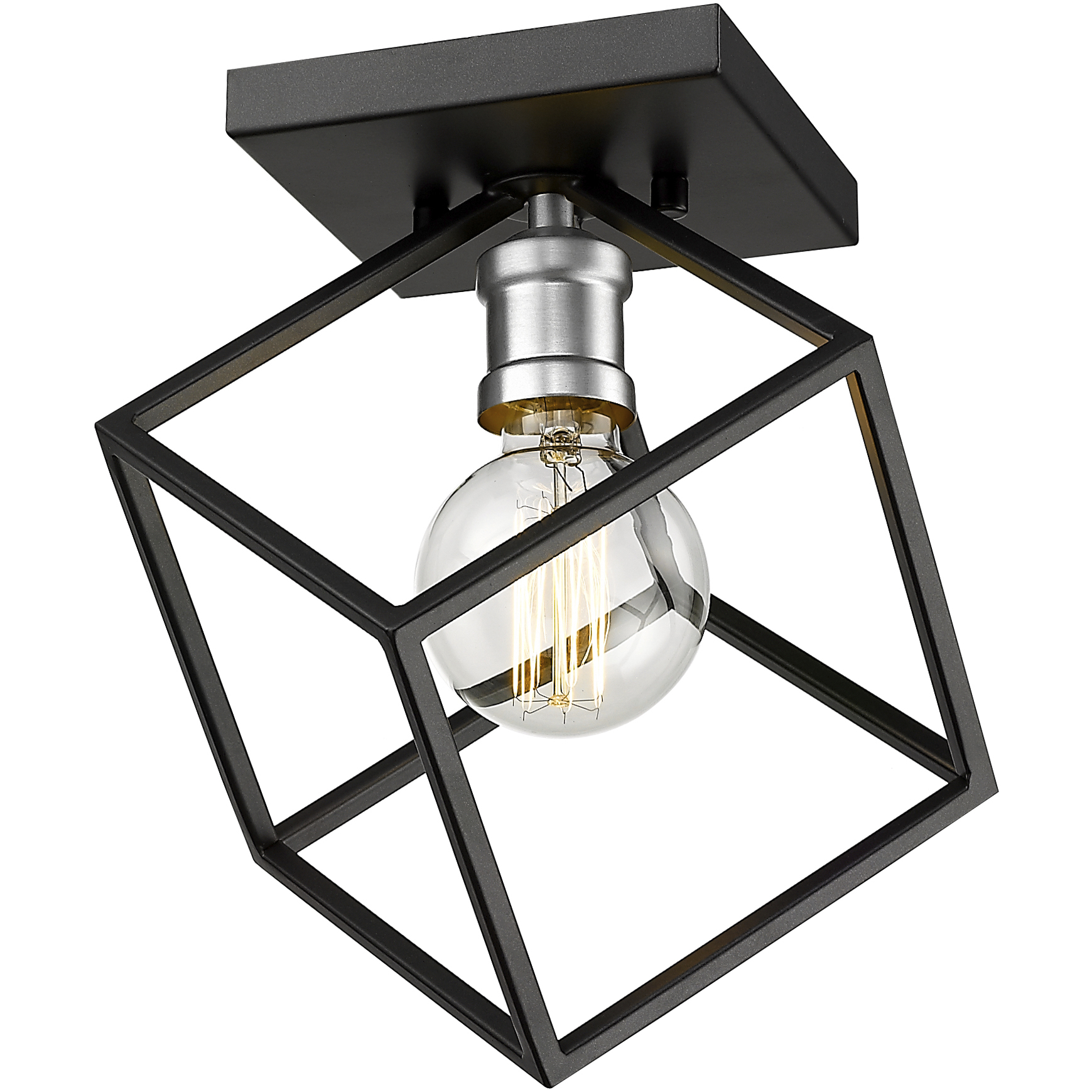 Vertical 1 Light 10 inch Matte Black and Brushed Nickel Flush Mount Ceiling Light