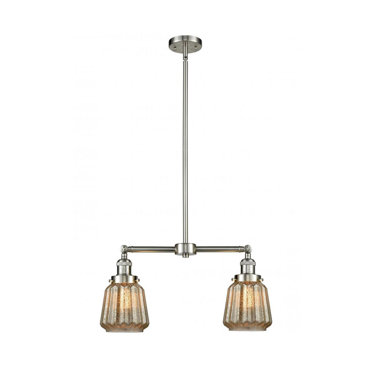 Franklin Restoration Chatham LED 21 inch Brushed Satin Nickel Chandelier Ceiling Light in Mercury Glass, Franklin Restoration