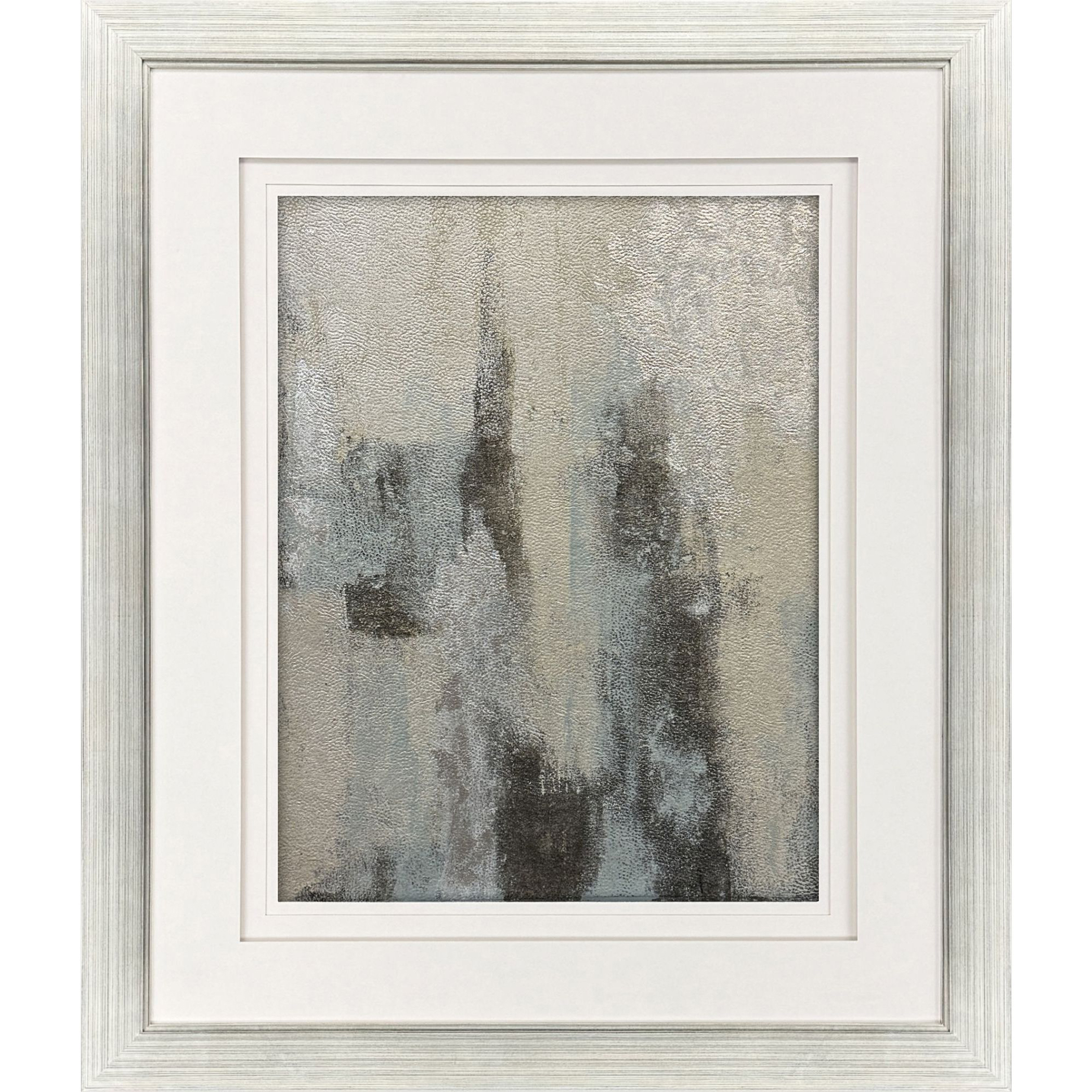 Concrete Planet Gray and Blue and Metallic and White Framed Art, The Studio