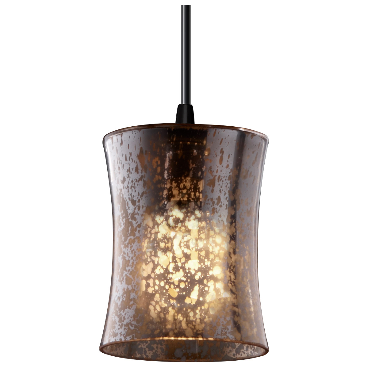 Fusion 1 Light 5 inch Matte Black Pendant Ceiling Light in Cord, Mercury Glass, Hourglass, Incandescent